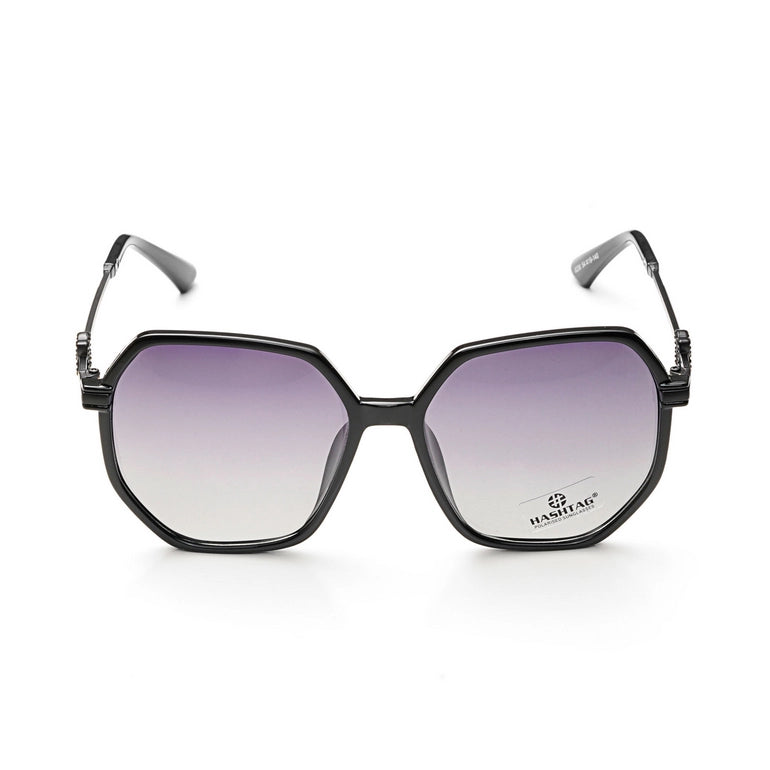 Hashtag Exclusive Hexagonal Sunglasses for Women - 8236-Black