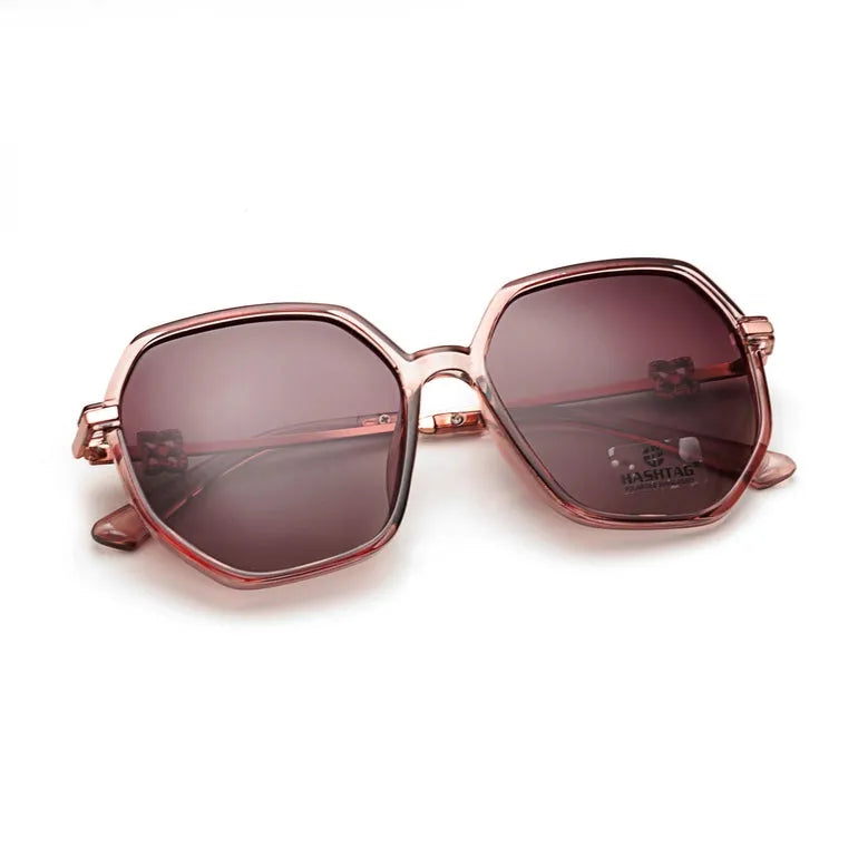 Fyreon | Brown Large Full Rim Hexagonal Sunglasses for Women [Polarized]