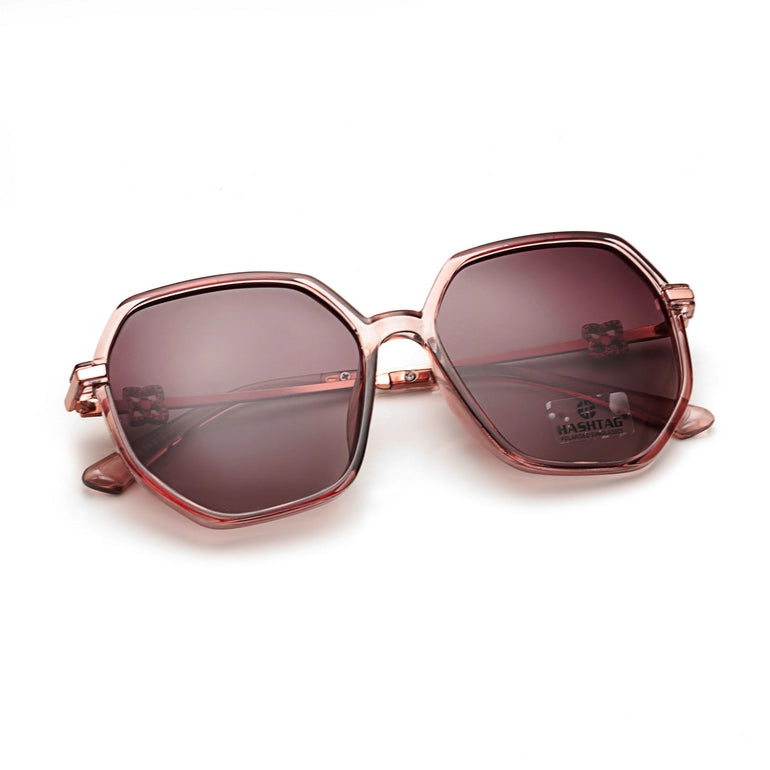 Hashtag Exclusive Hexagonal Sunglasses for Women - 8236-Brown