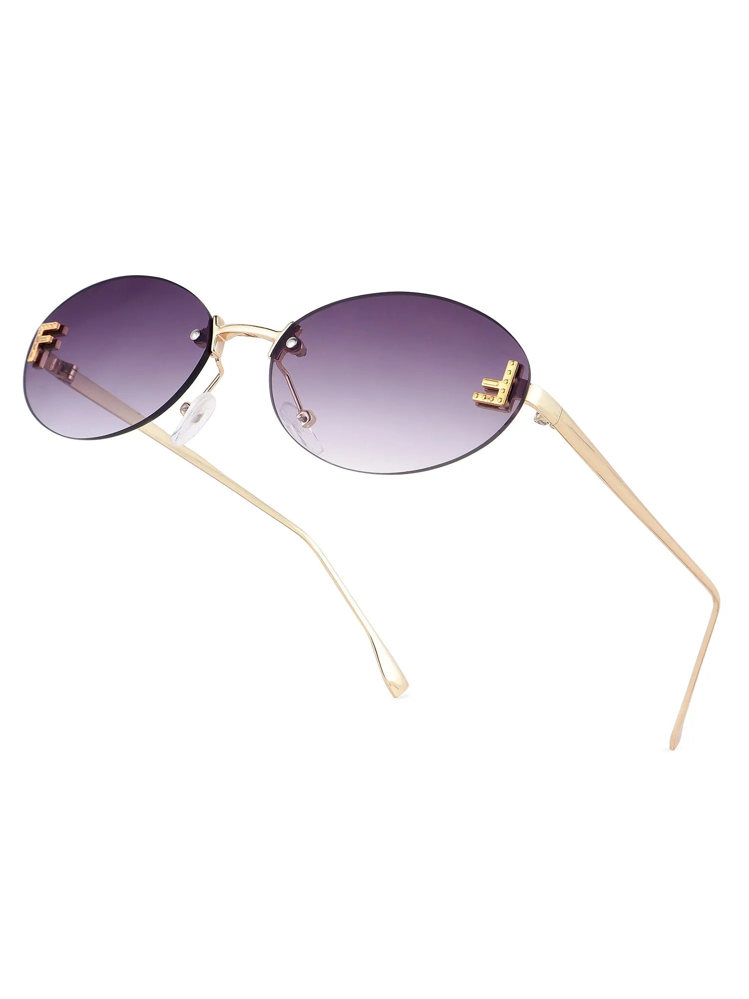 Quasar | Gradient Purple Small Rim Less Oval Sunglasses for Women [UV-protected]