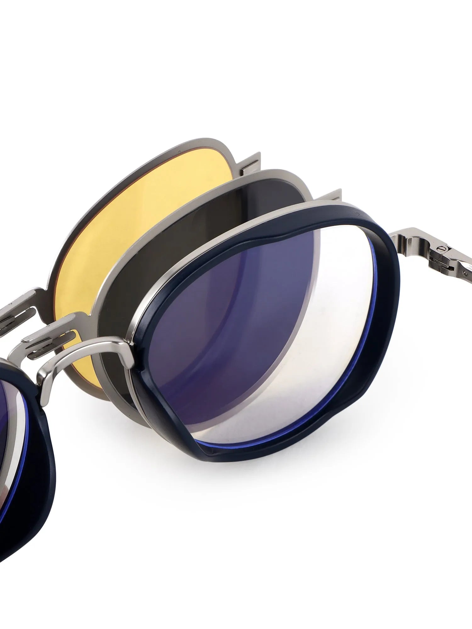 Caelium | Silver & Black Large Full Rim Aviator Clip-on for Men & Women [UV-protected]