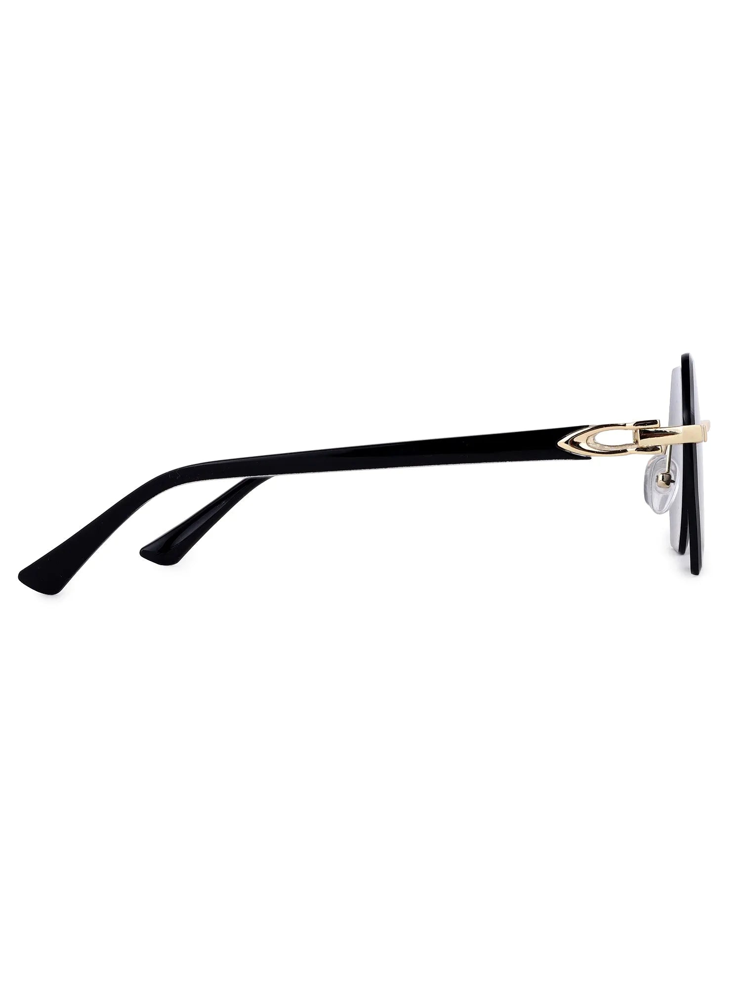 VisionVogue | Black Medium Rim Less Hexagonal Sunglasses for Men & Women [UV-protected]