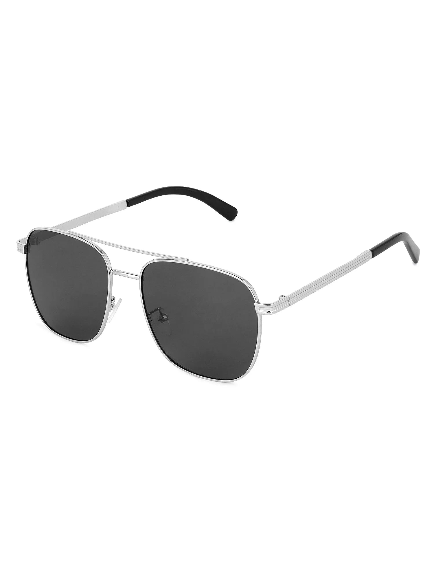 Quivion | Silver Large Full Rim Square Sunglasses for Men [Polarized]