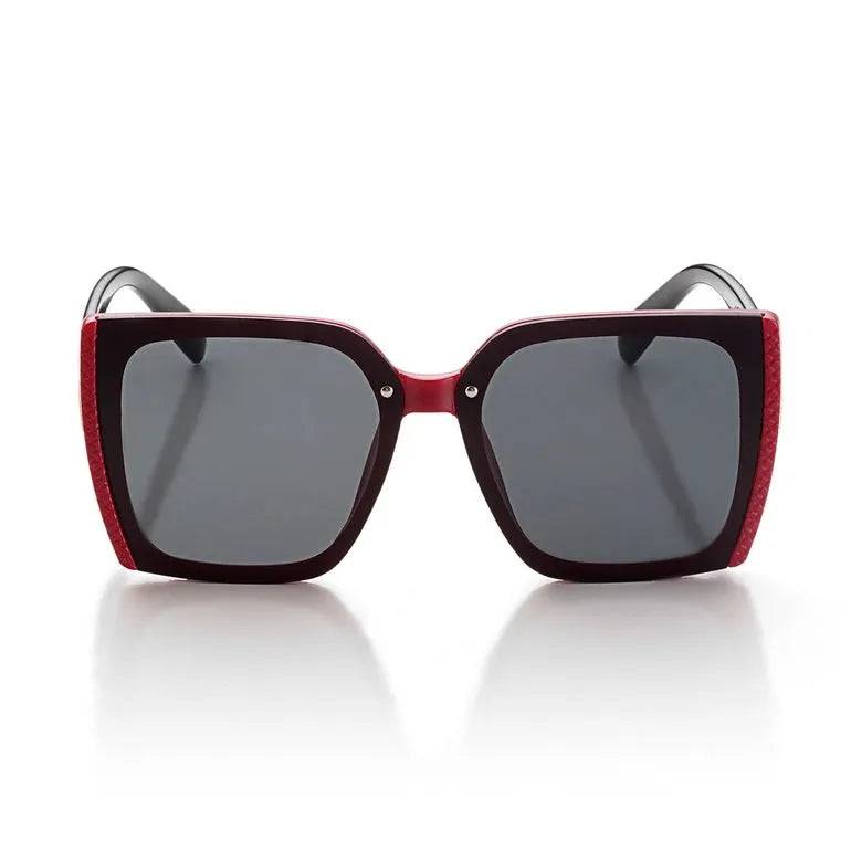 Rapture | Black & Red Large Full Rim Square Sunglasses for Women [UV-protected]