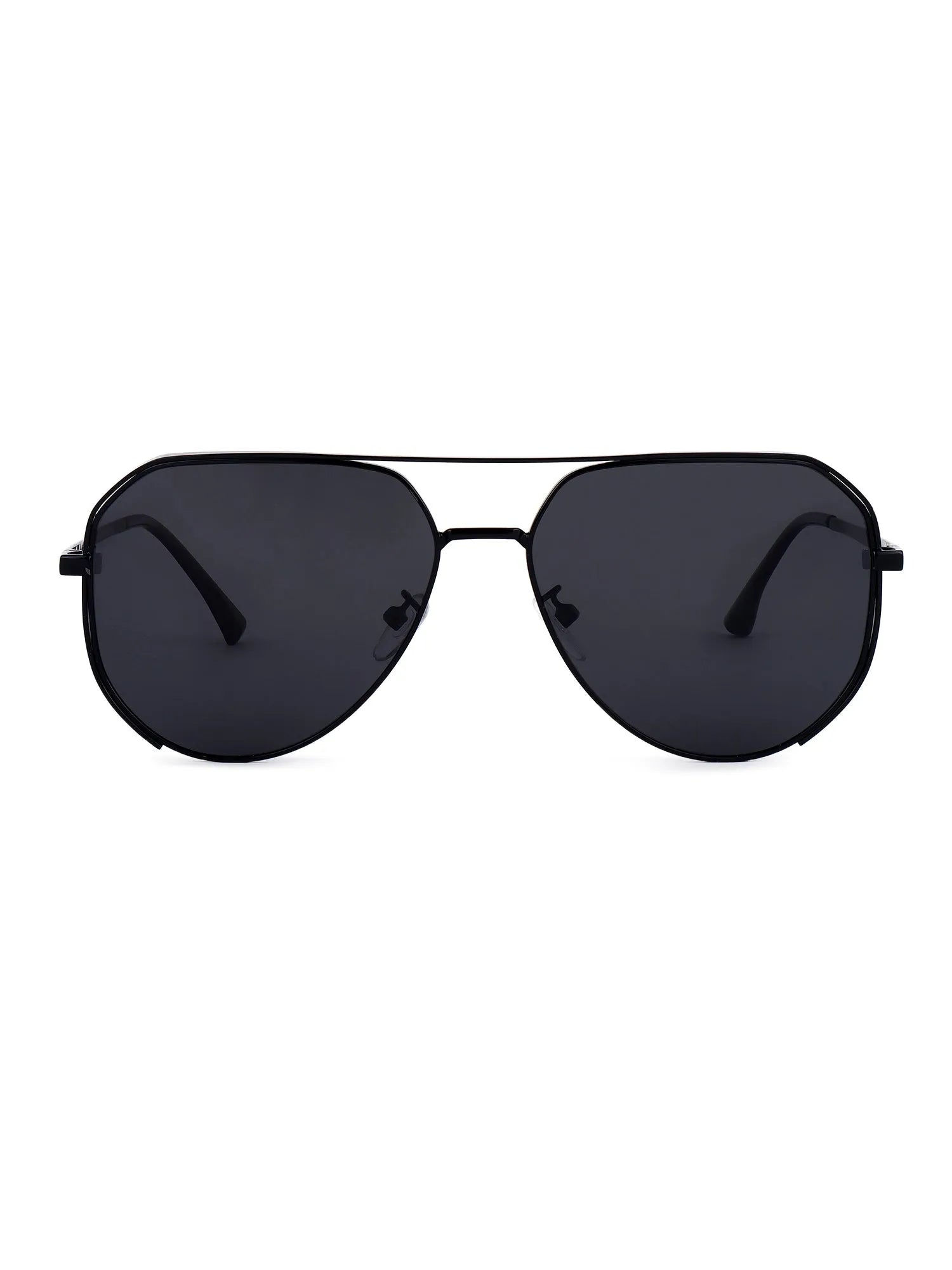 Tesseract | Black Large Full Rim Aviator Sunglasses for Men [Polarized]