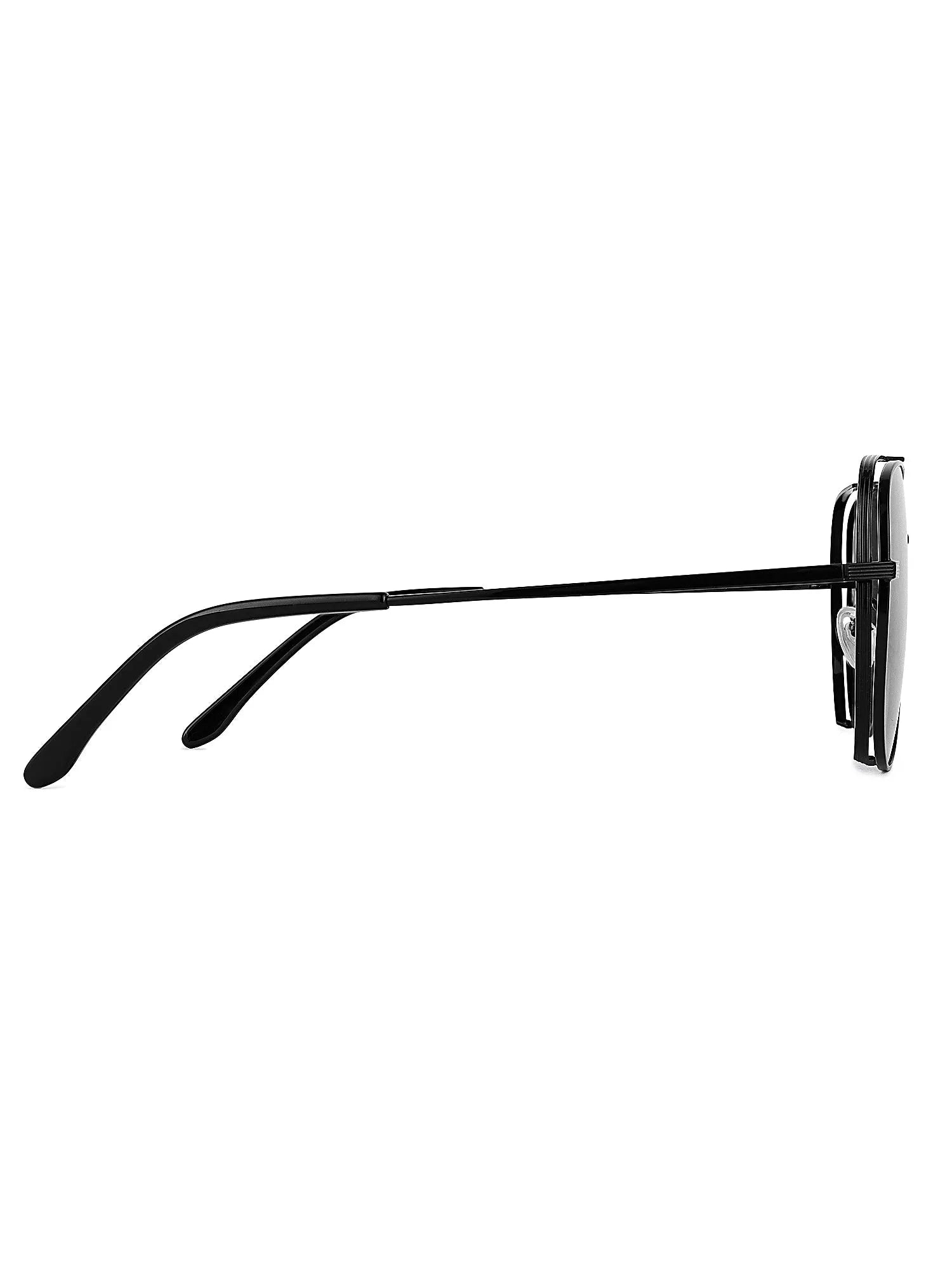 Crythra | Black Large Full Rim Aviator Sunglasses for Men [Polarized]