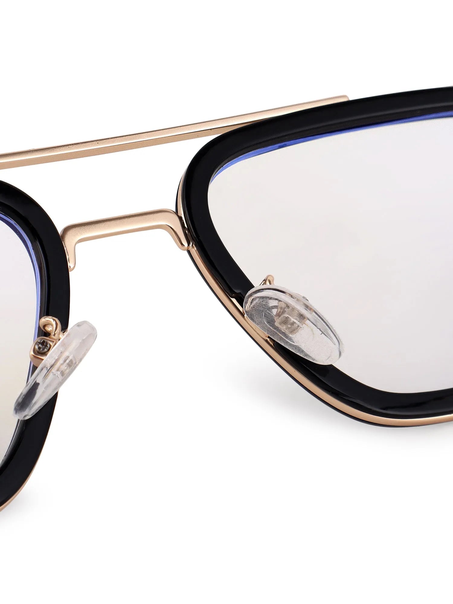 Novaic | Golden & Black Medium Full Rim Rectangle Clip-on for Men & Women [UV-protected]