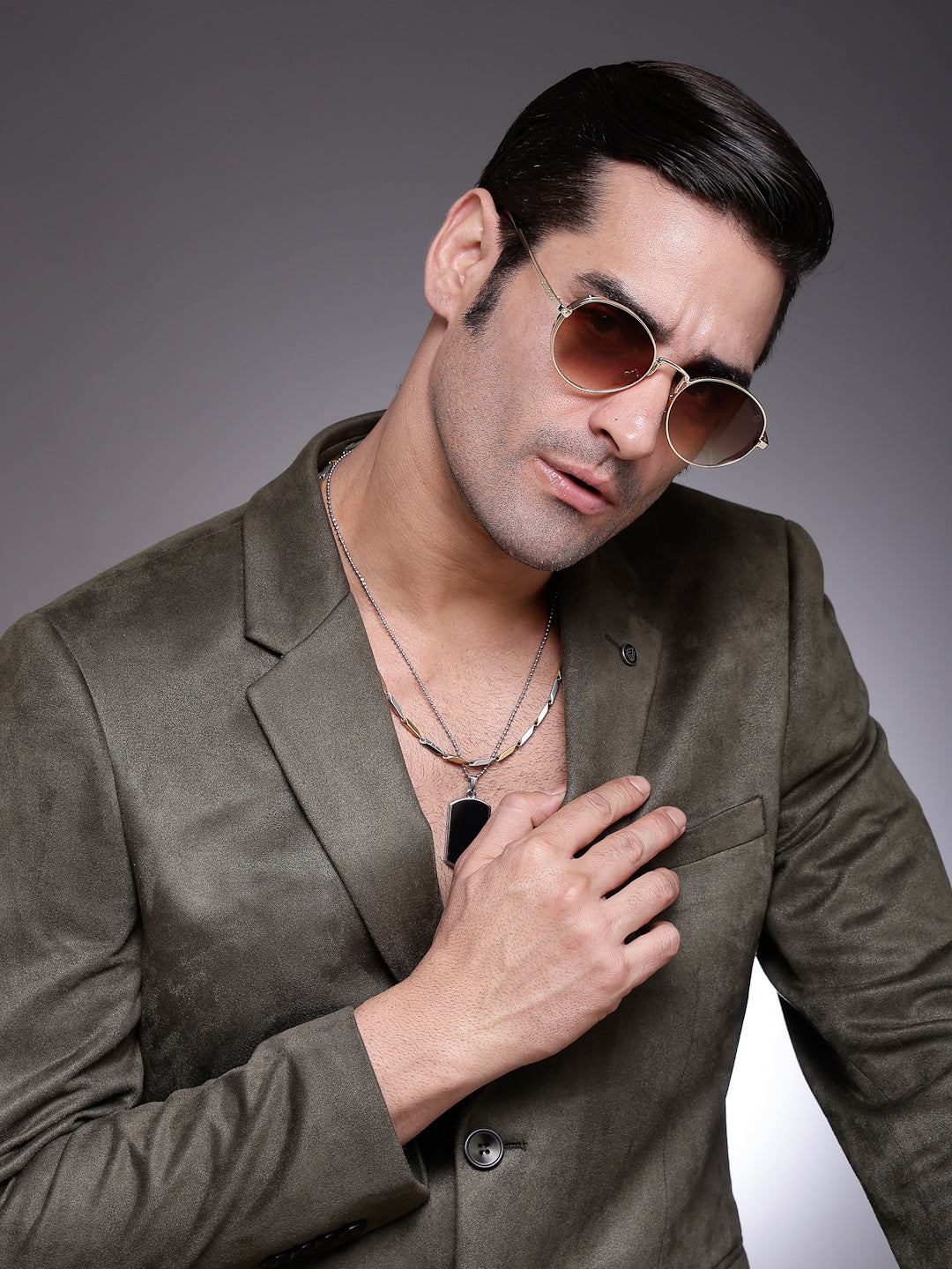 Ignisia | Gradient Brown Medium Full Rim Oval Sunglasses for Men [UV-protected]