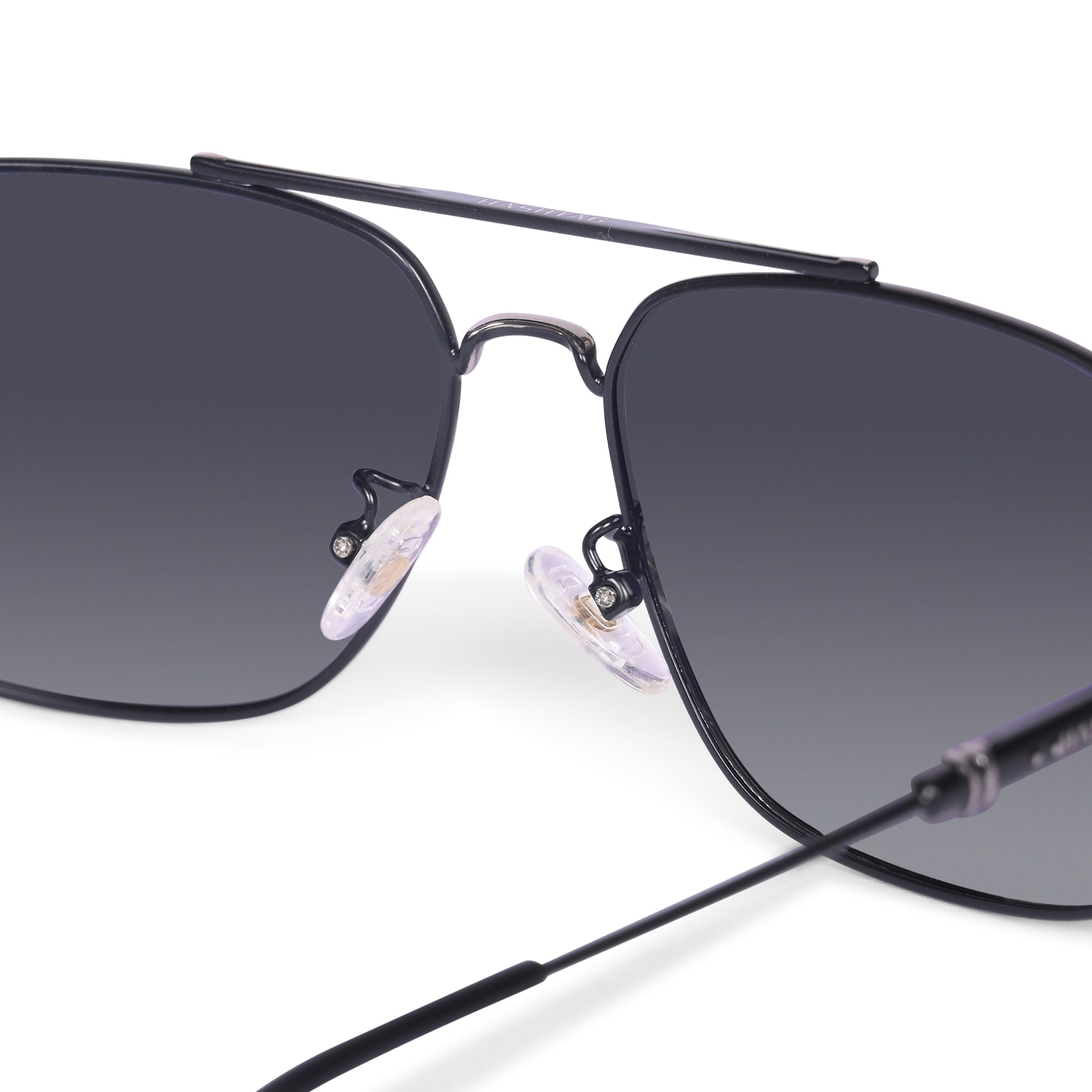 Hashtag Aviator Large Polarized Sunglasses with 100% UV Protection - SGHT54-01-C2 - Black-Silver