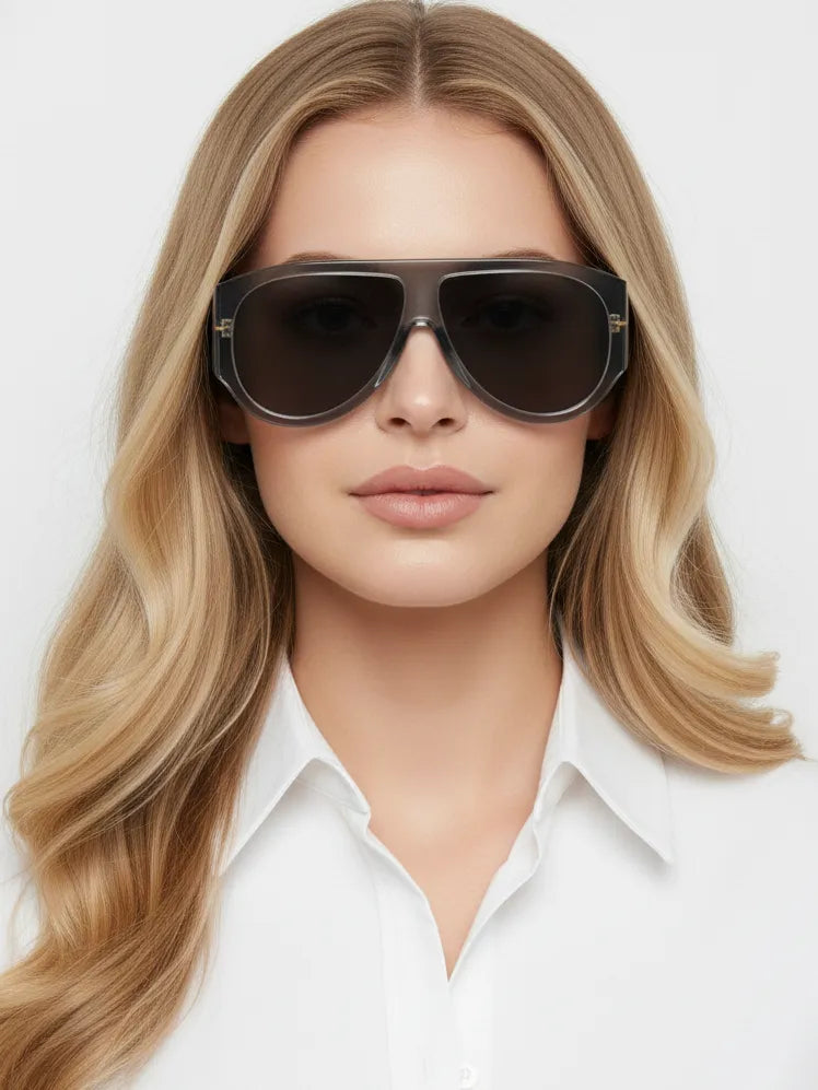 Vista | Grey Medium Full Rim Aviator Sunglasses for Men & Women [UV-protected]