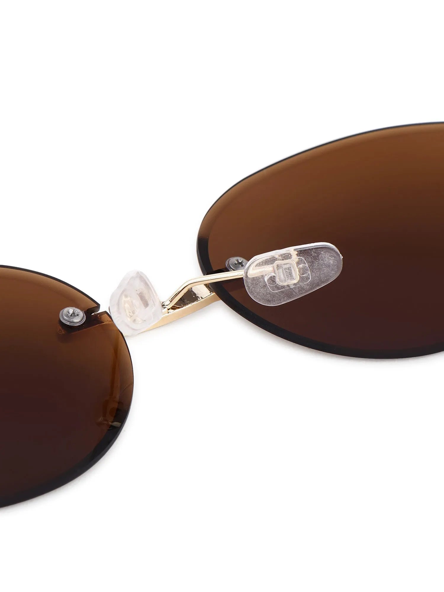 Kitto | Golden Medium Rim Less Oval Sunglasses for Men & Women [UV-protected]