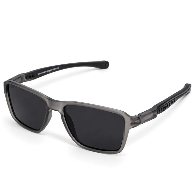 Rift | Grey/Black Large Full Rim Rectangle Sports Sunglasses for Men & Women [Polarized]