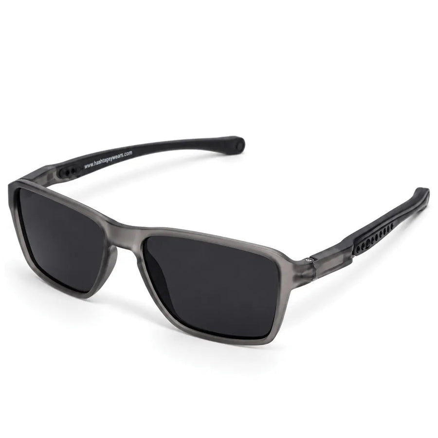 Rift | Grey/Black Large Full Rim Rectangle Sports Sunglasses for Men & Women [Polarized]