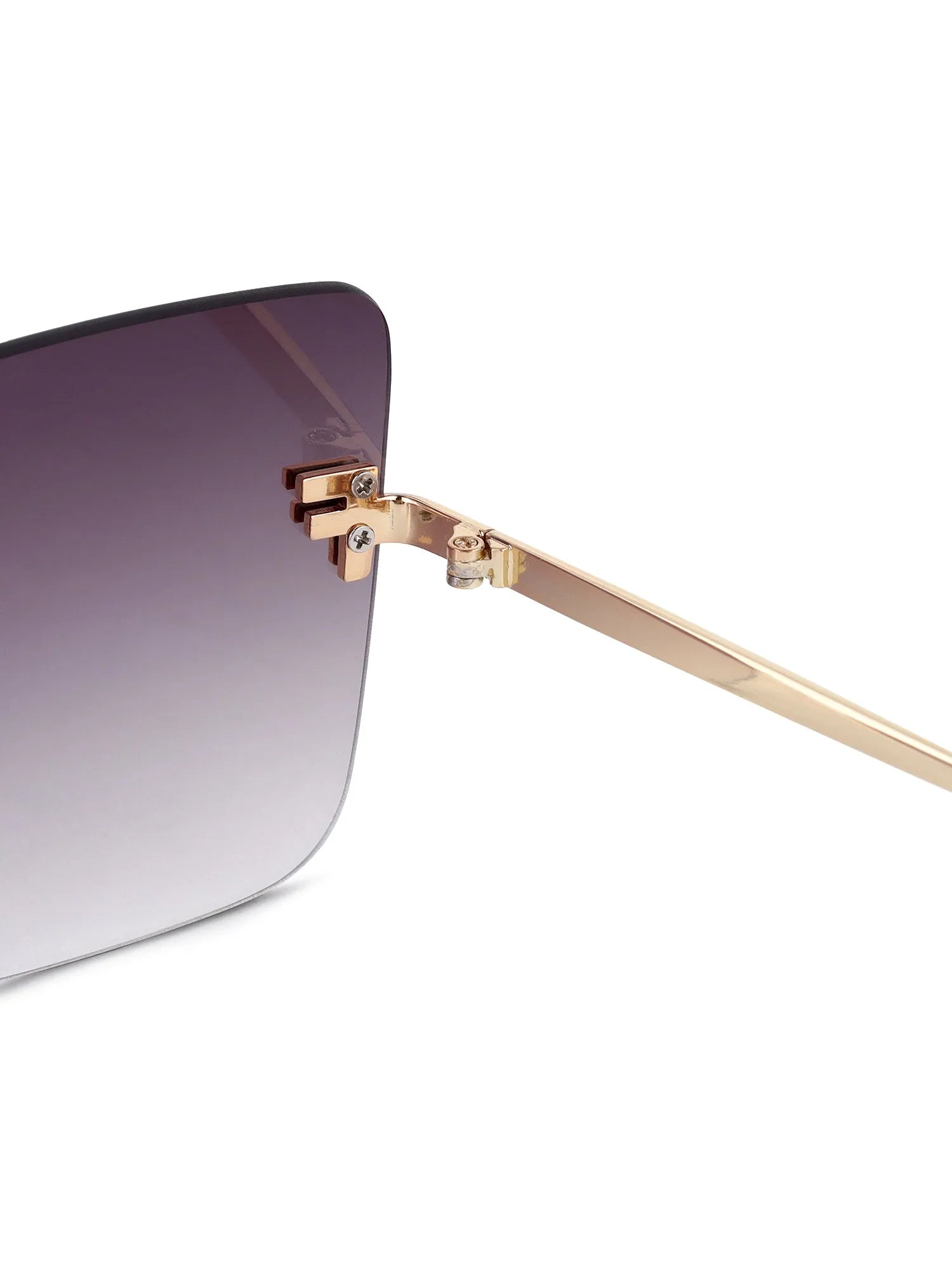 Tesseron | Gradient Grey Small Rim Less Square Sunglasses for Women [UV-protected]