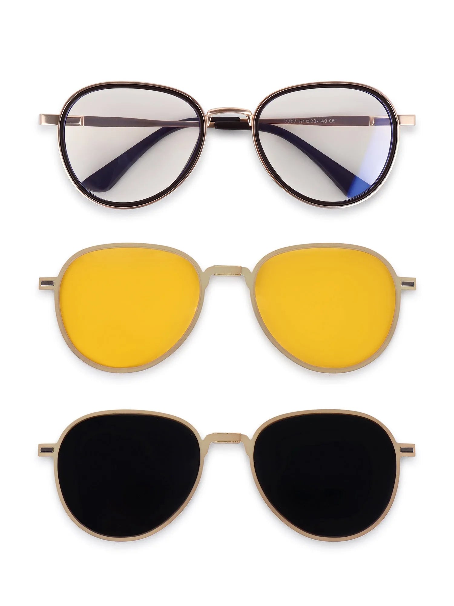 Caelium | Golden & Brown Large Full Rim Aviator Clip-on for Men & Women [UV-protected]