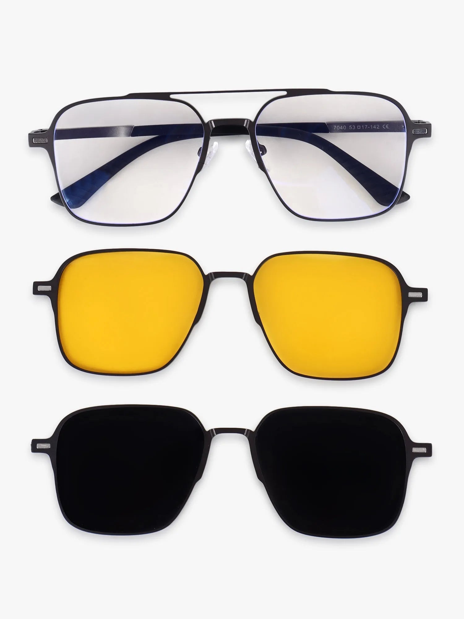 Avelora | Grey Large Full Rim Rectangle Clip-on for Men & Women [UV-protected]