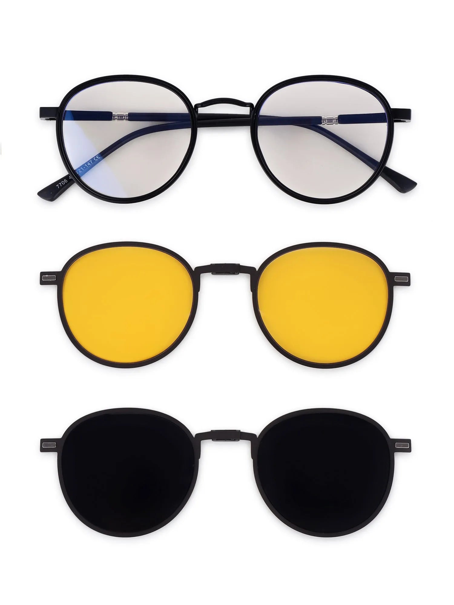 Ignisra | Black Medium Full Rim Oval Clip-on for Men & Women [UV-protected]