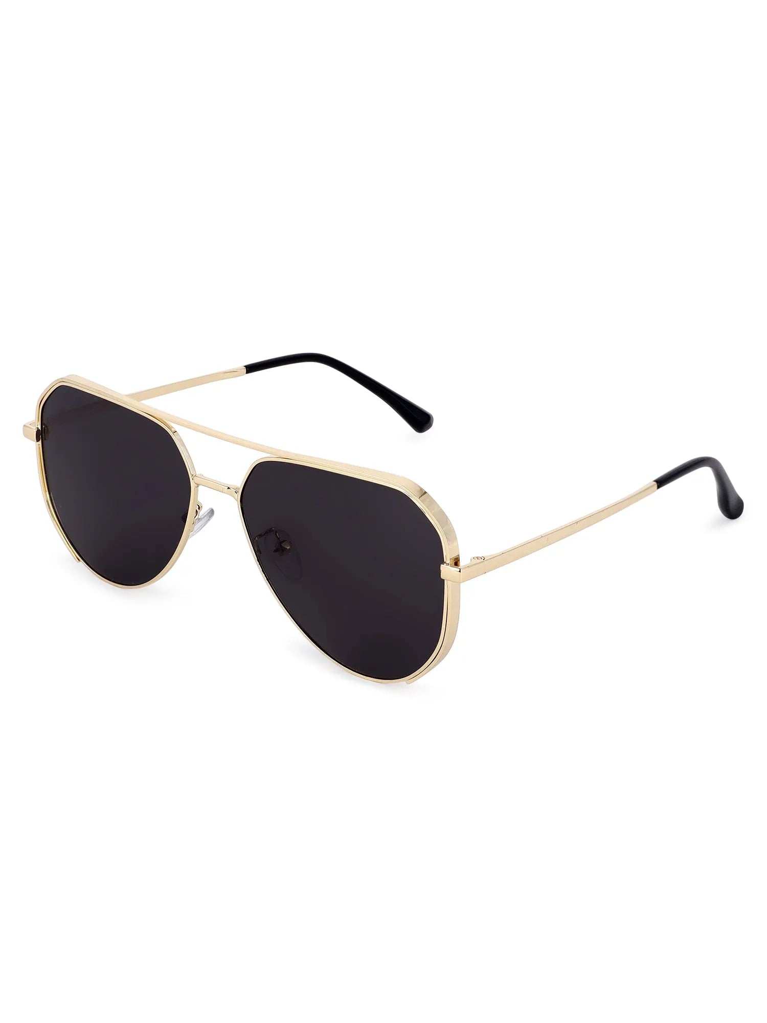 Tesseract | Golden Large Full Rim Aviator Sunglasses for Men [Polarized]