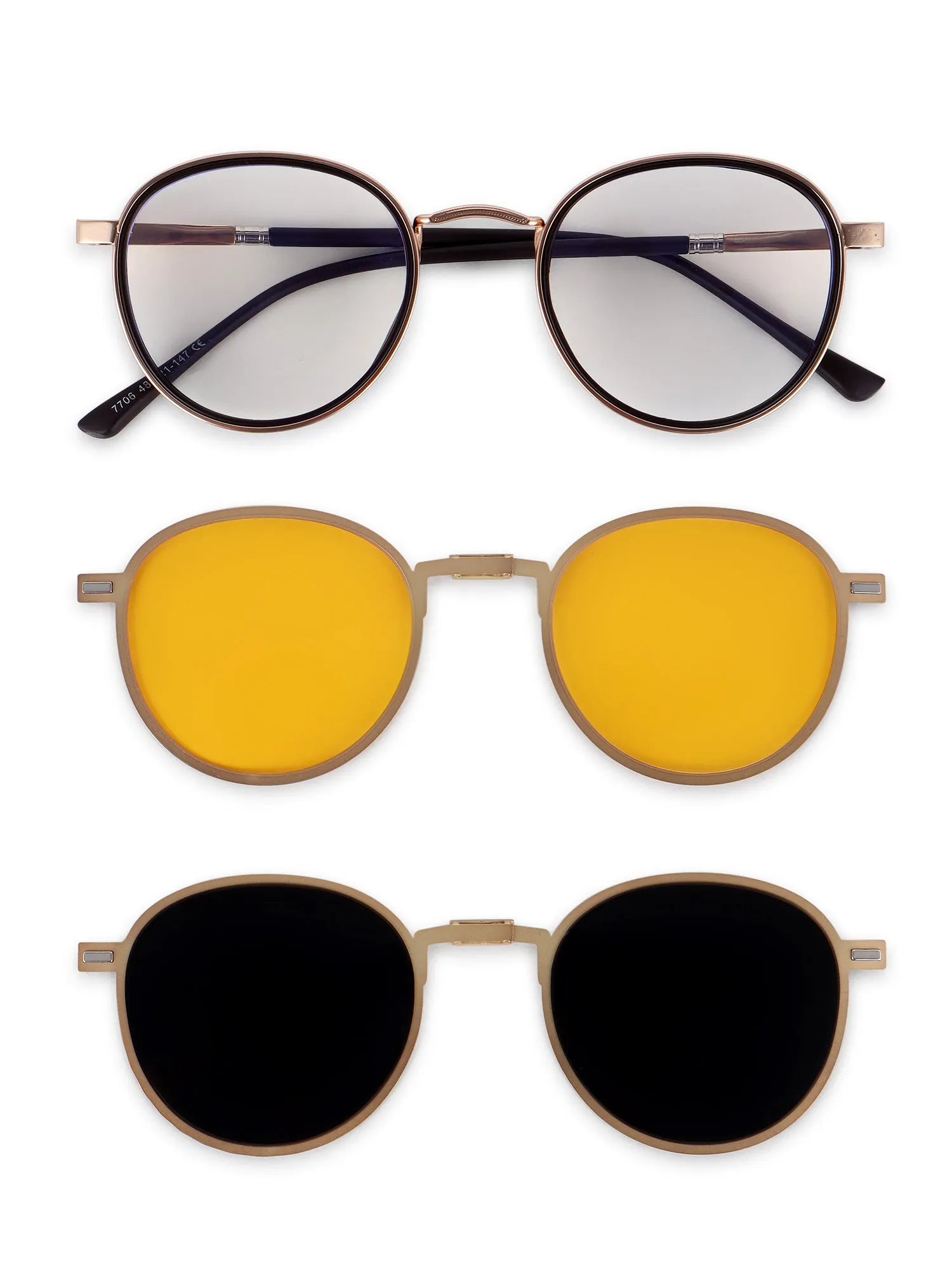 Ignisra | Golden & Brown Medium Full Rim Oval Clip-on for Men & Women [UV-protected]