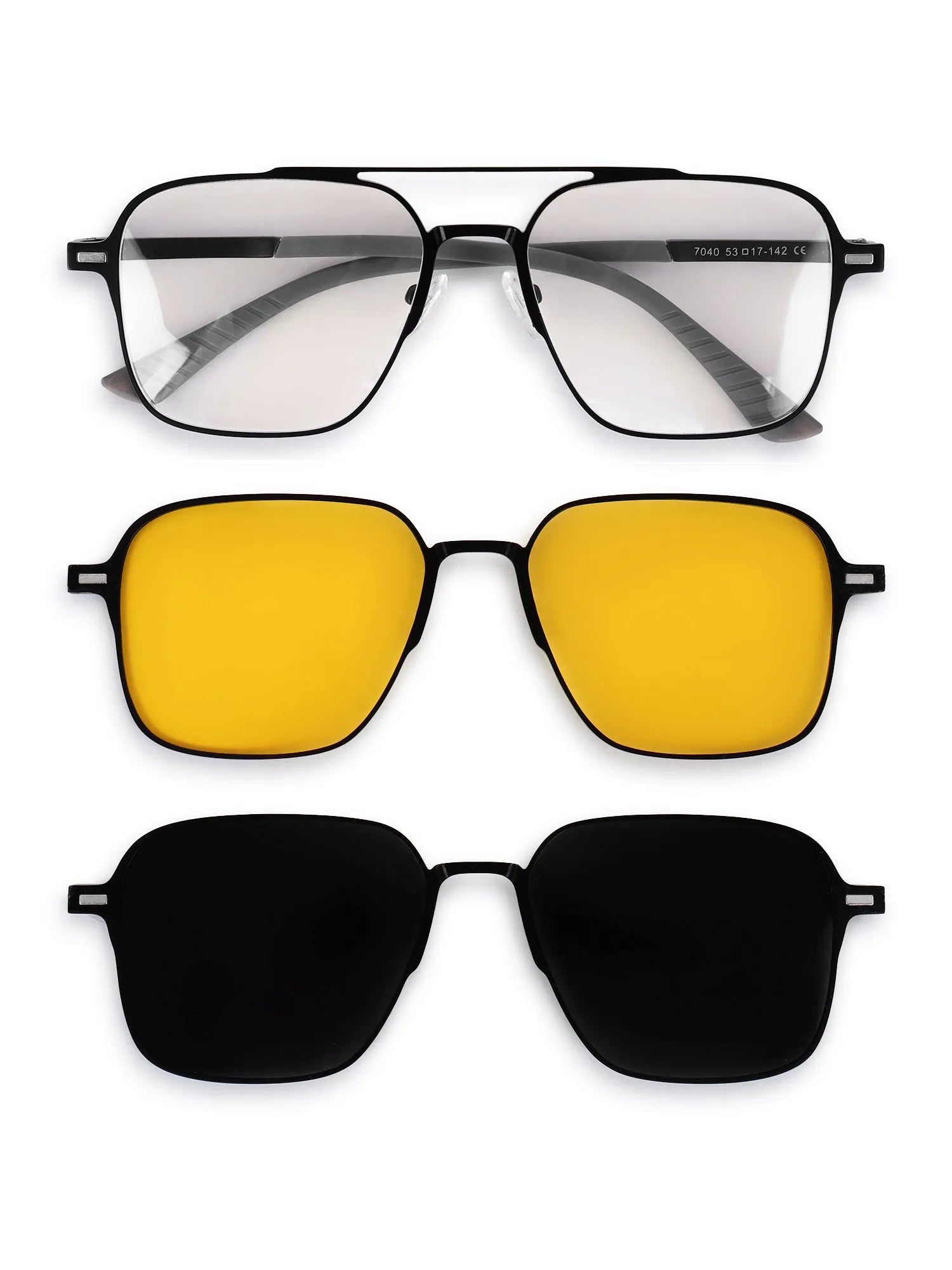 Avelora | Black Large Full Rim Rectangle Clip-on for Men & Women [UV-protected]