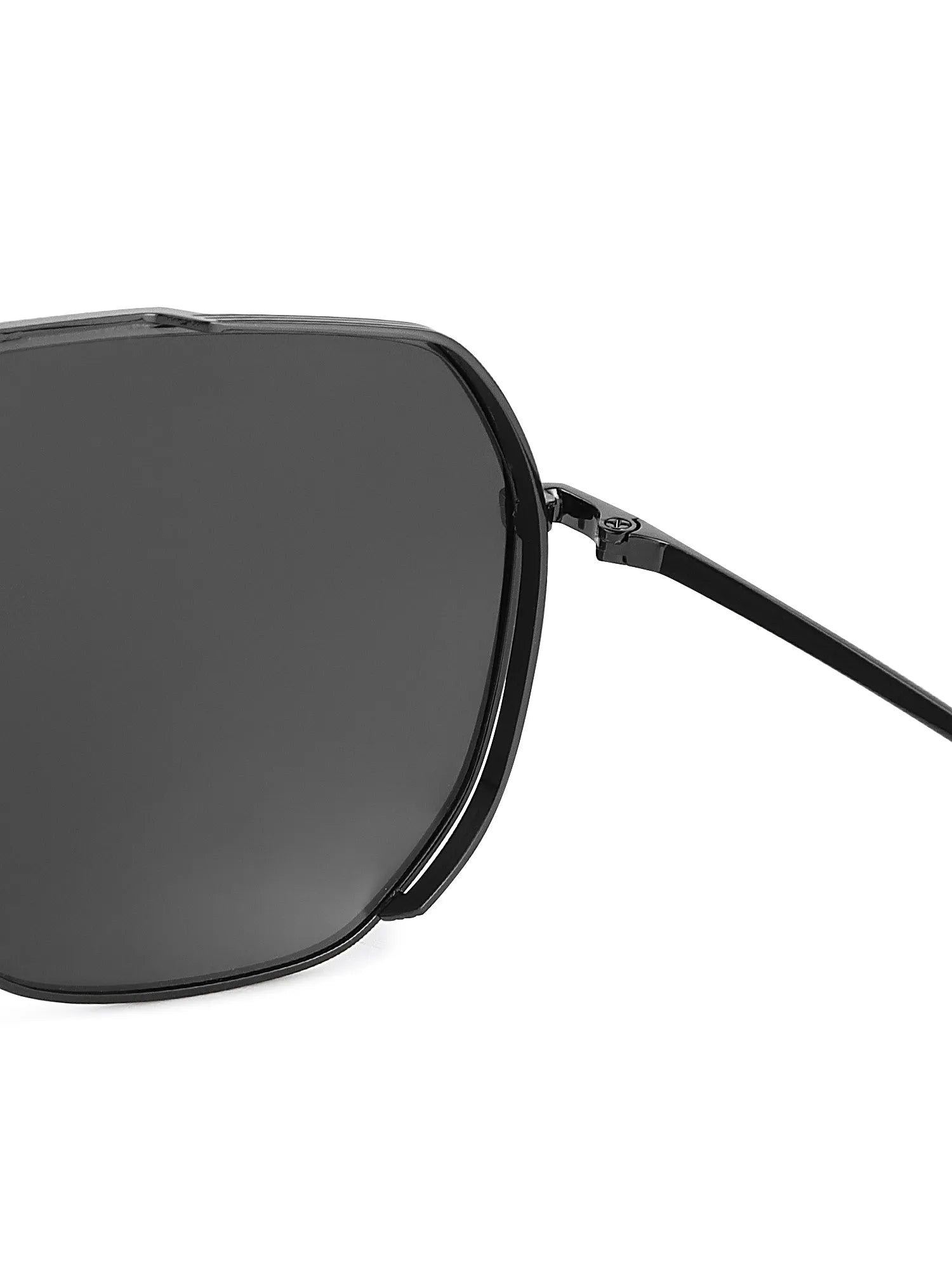 Drakara | Black Large Full Rim Hexagonal Sunglasses for Men [Polarized]