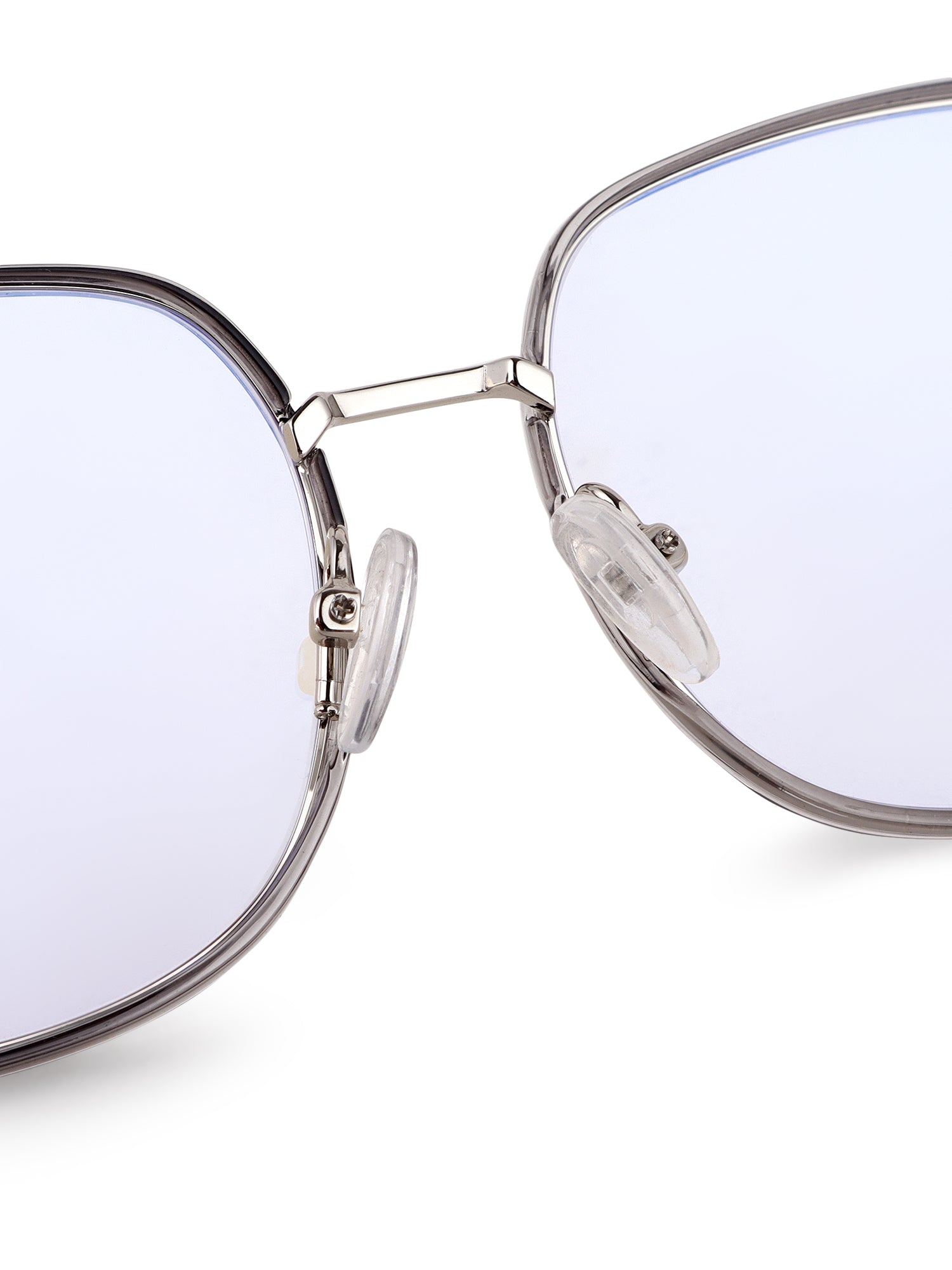 Duskra | Silver & Transparent Grey Large Full Rim Square Clip-on for Men & Women [UV-protected]