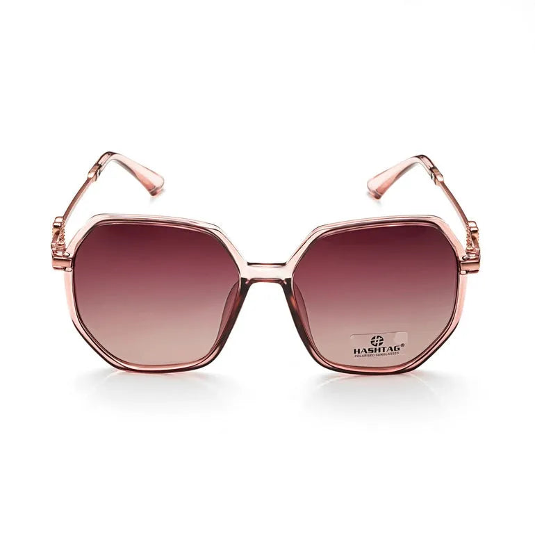 Fyreon | Brown Large Full Rim Hexagonal Sunglasses for Women [Polarized]