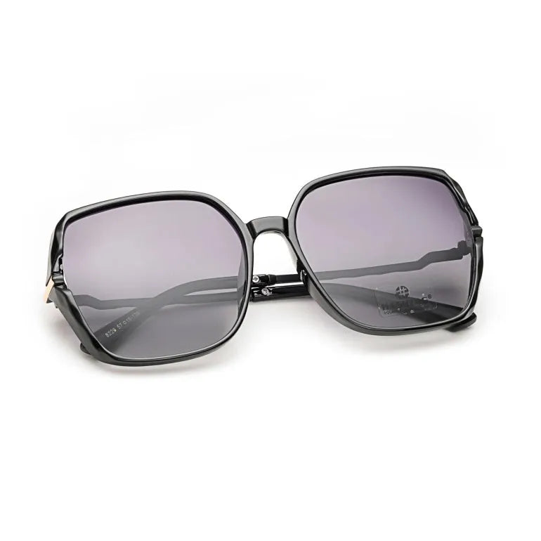 Driftis | Black Large Full Rim Heptagonal Sunglasses for Women [Polarized]