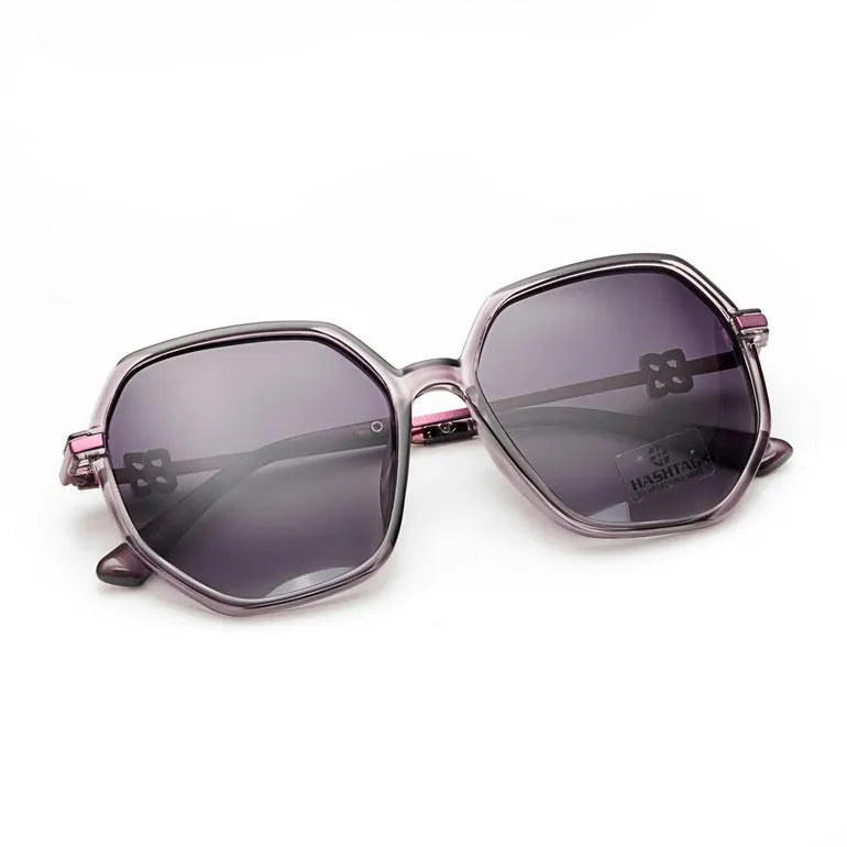 Fyreon | Purple Large Full Rim Hexagonal Sunglasses for Women [Polarized]