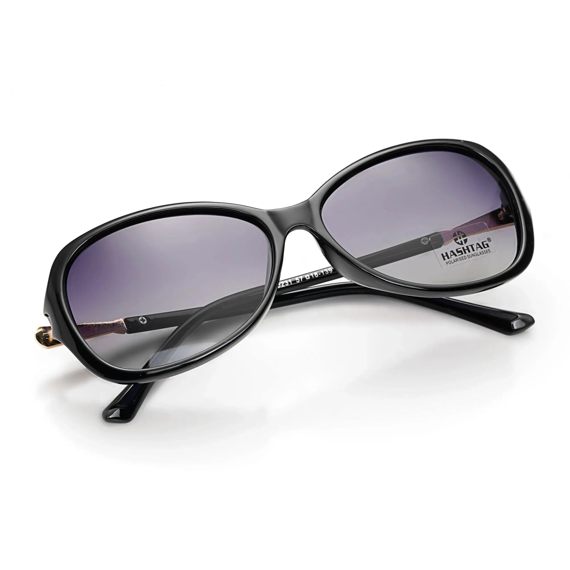 Crystara | Black Large Full Rim Butterfly Sunglasses for Women [Polarized]