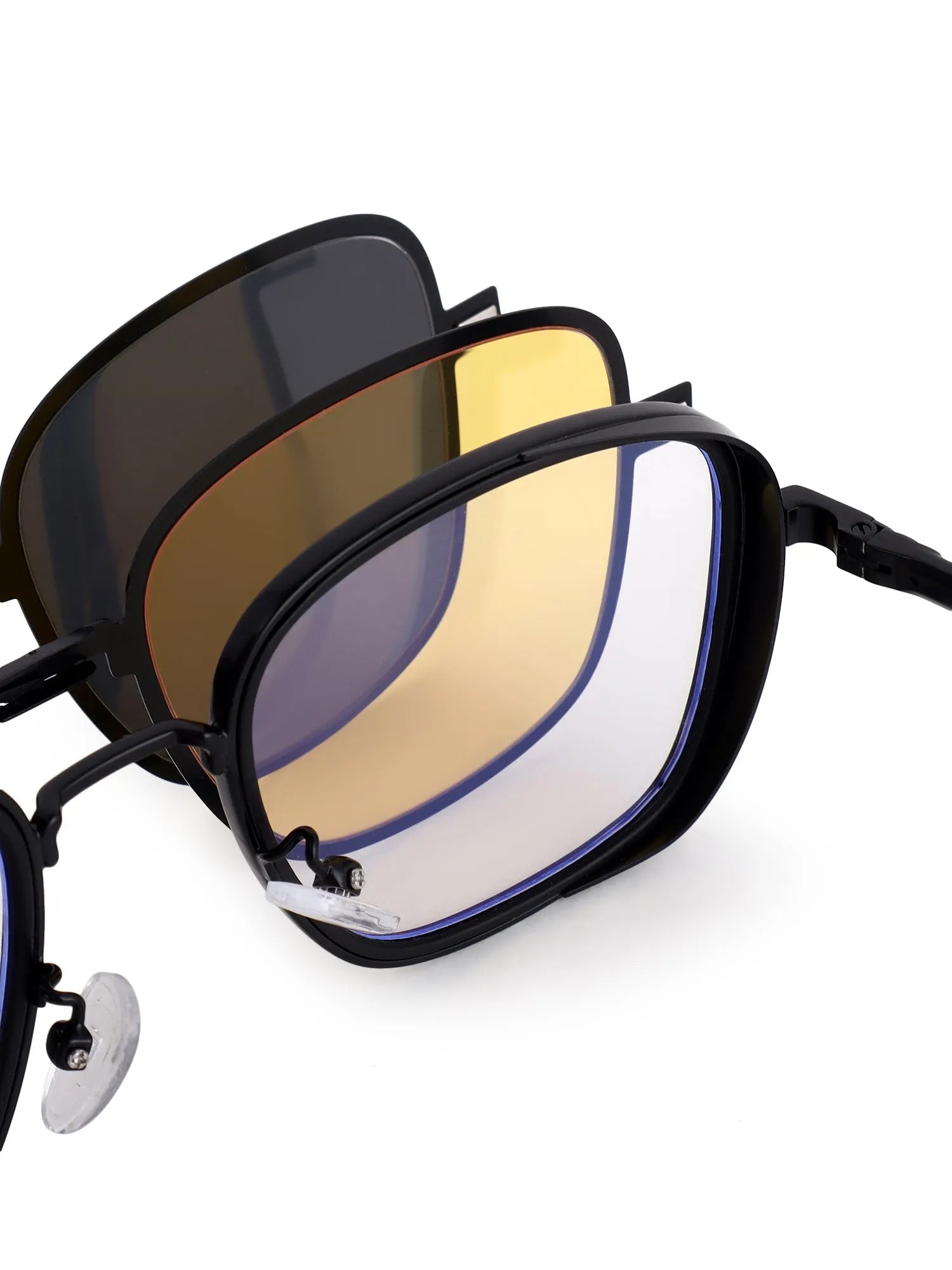 Cyronis | Black Large Full Rim Square Clip-on for Men & Women [UV-protected]