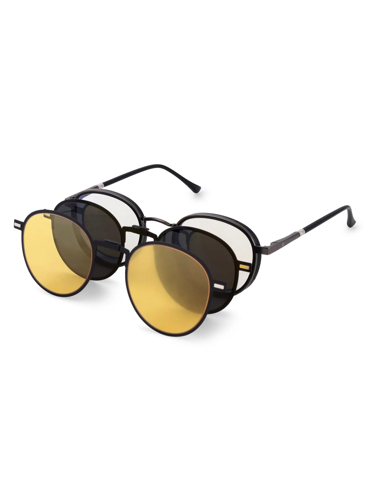 Ignisra | Grey & Black Medium Full Rim Oval Clip-on for Men & Women [UV-protected]