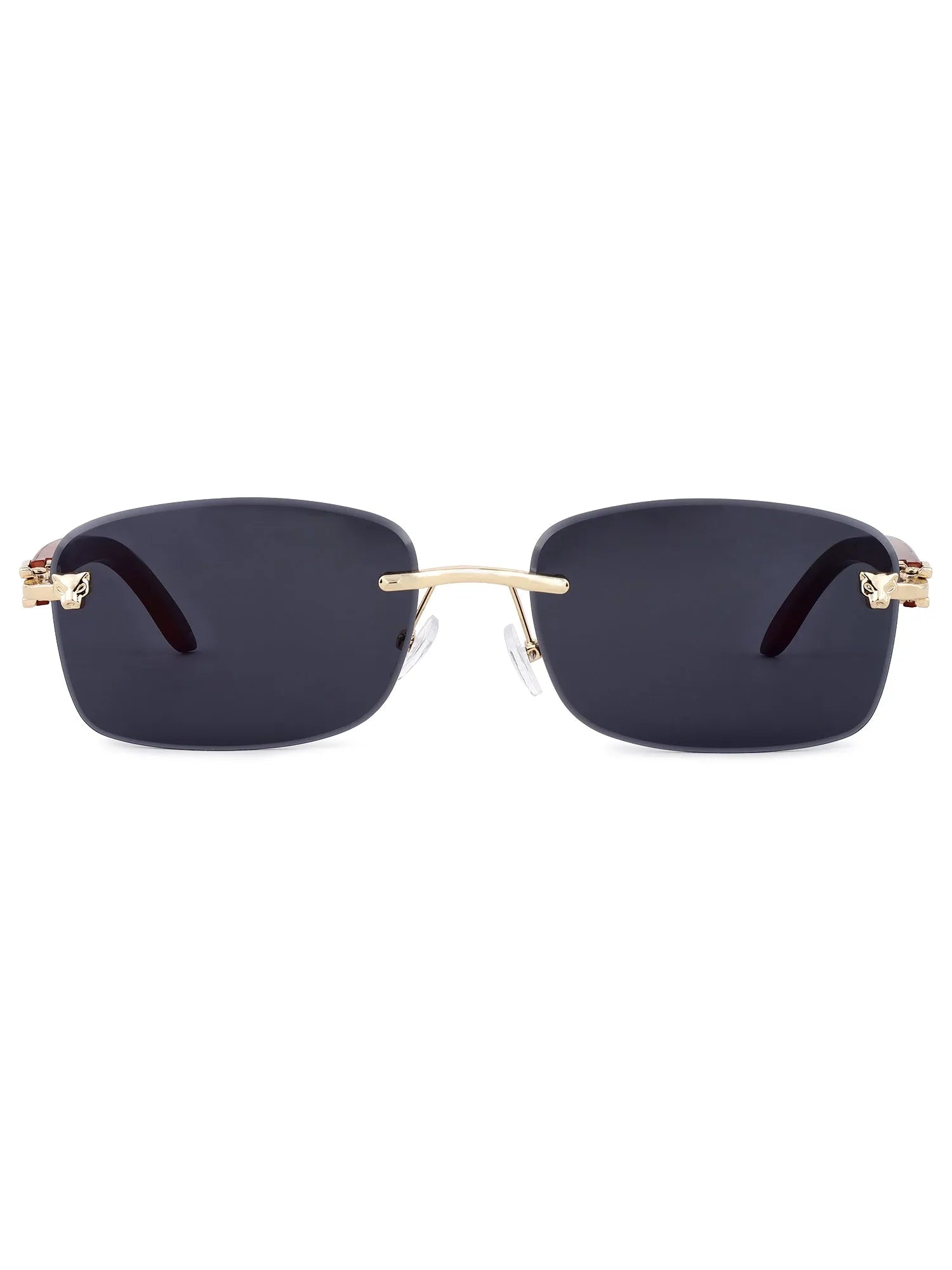 Stralor | Black Medium Rim Less Rectangle Sunglasses for Men & Women [UV-protected]