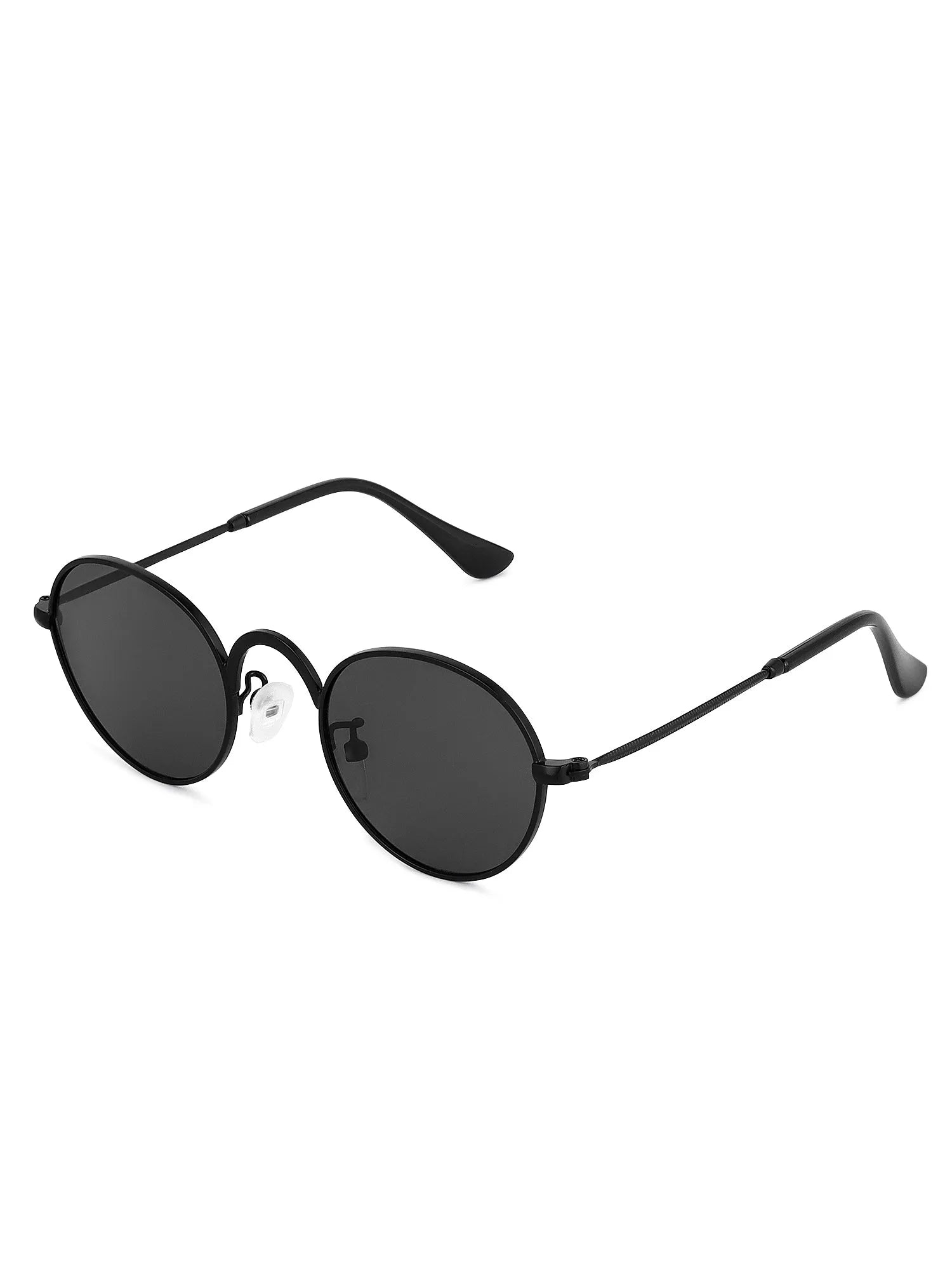 Nylora | Black Small Full Rim Round Sunglasses for Kids [UV-protected]
