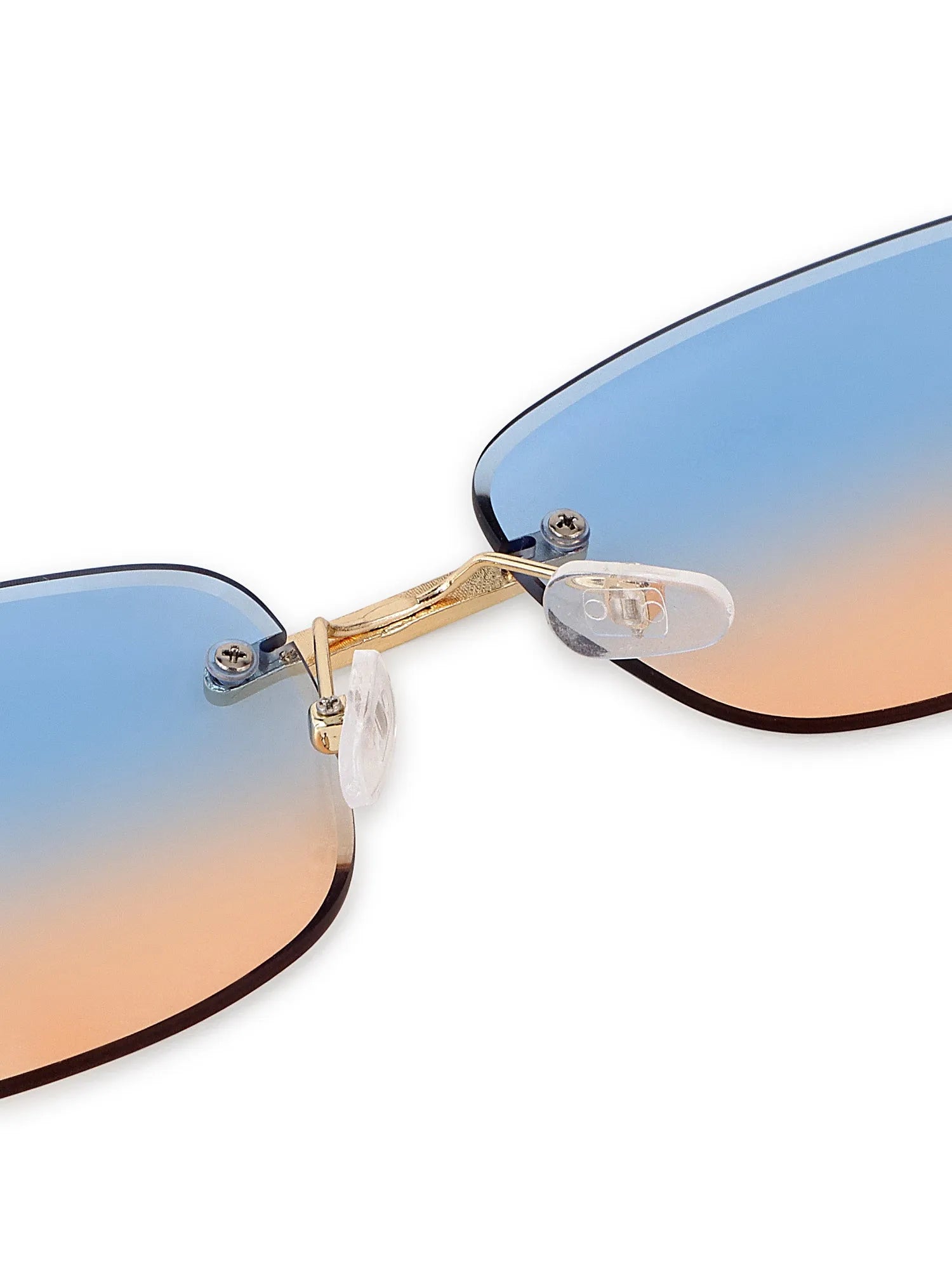 Stralor | Gradient Blue & Brown Medium Rim Less Rectangle Sunglasses for Men & Women [UV-protected]