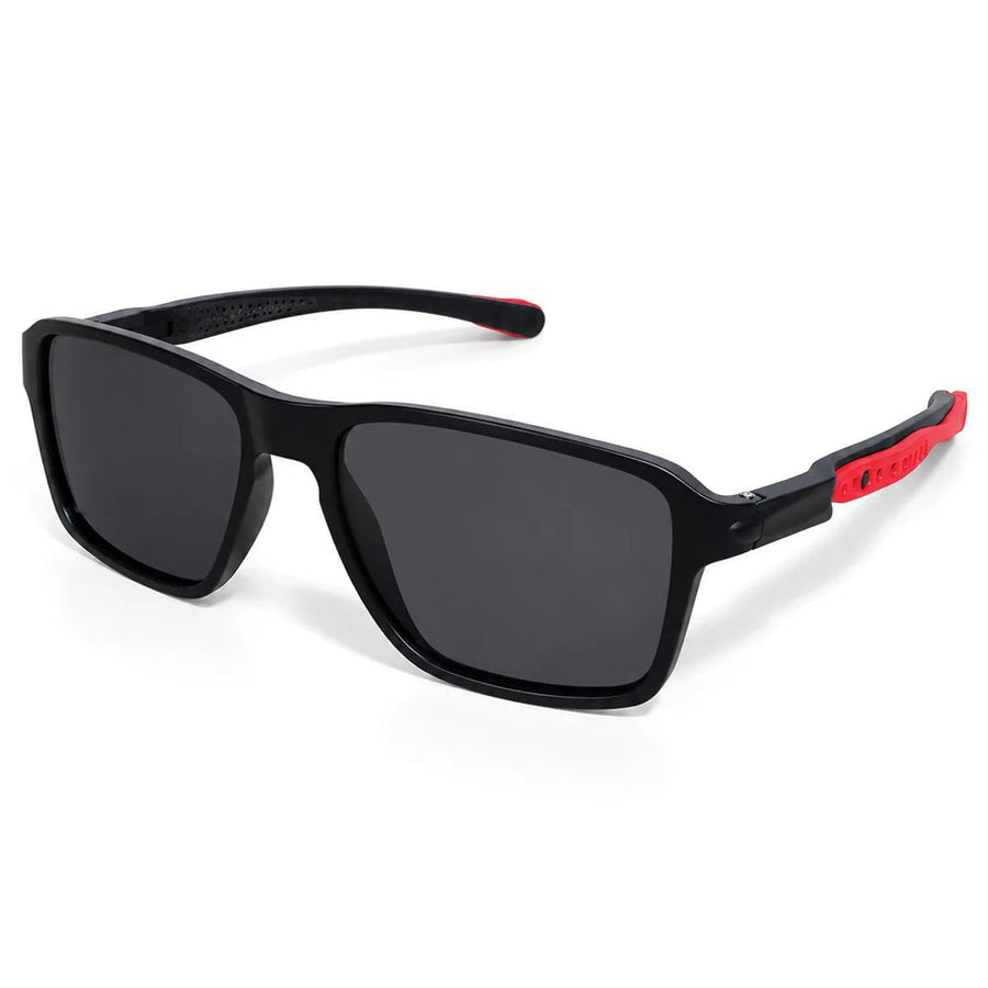 Rift | Black Large Full Rim Rectangle Sports Sunglasses for Men & Women [Polarized]