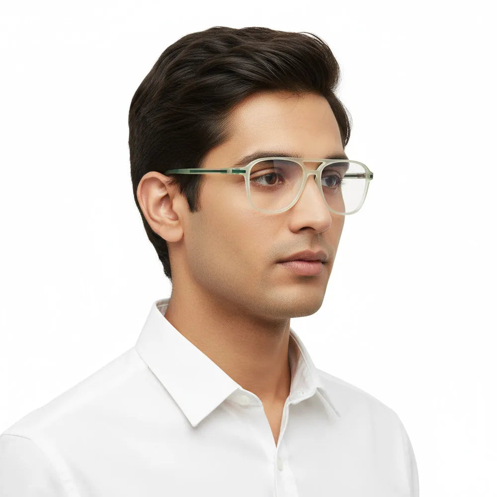 BluLite | Transparent Light Green Medium Full Rim Square Computer Glasses for Men & Women [Blue Block]