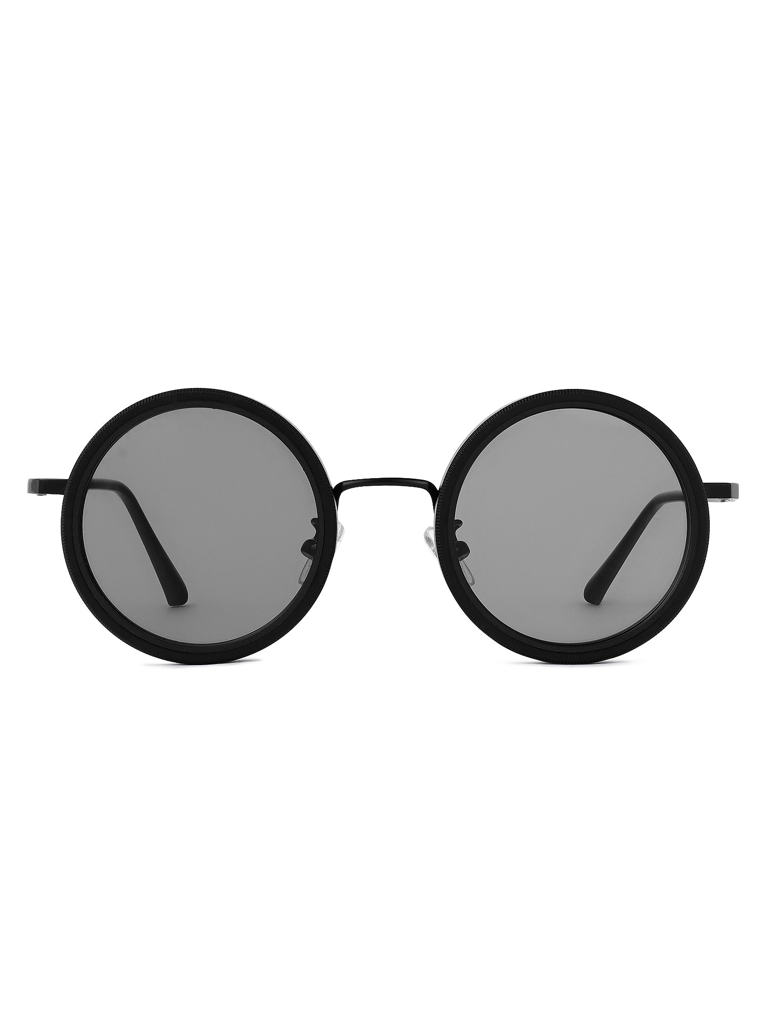 APERTURE SB | Black Large Full Rim Round Sunglasses for Men & Women [Tint Adjustable]