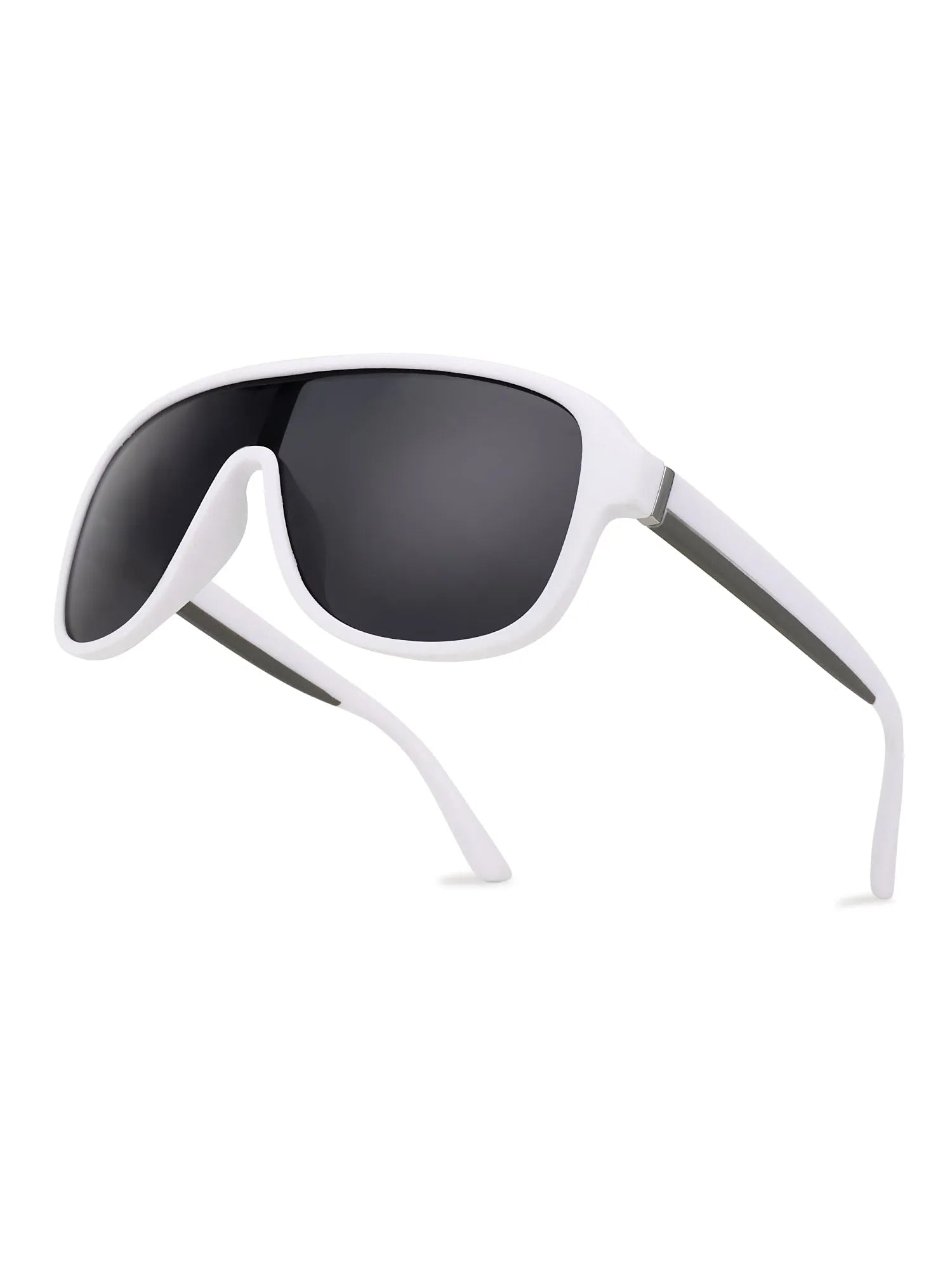 Quasor | White Extra-Large Full Rim Shield Sports for Men & Women [Polarized]