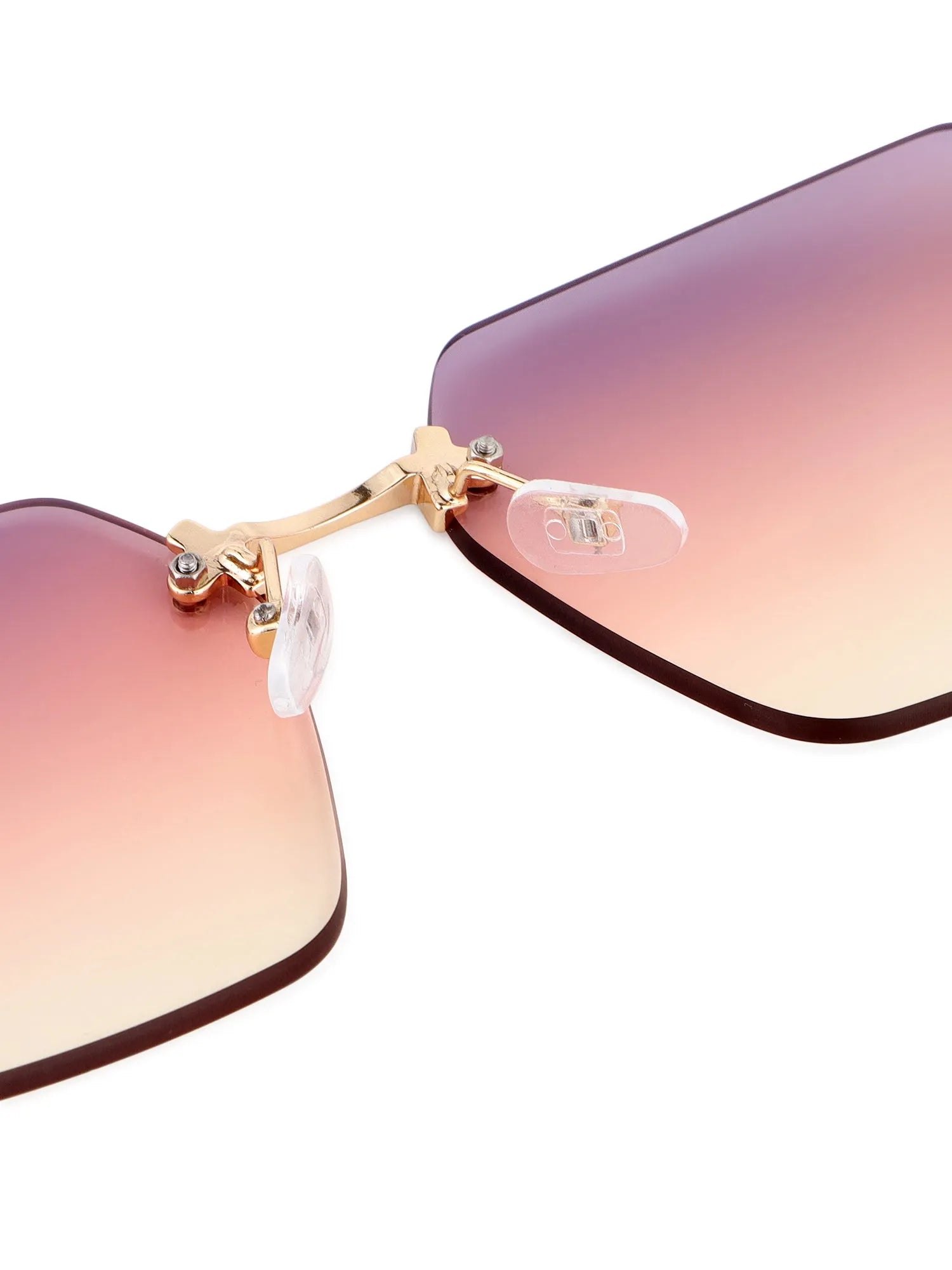 Tesseron | Gradient Pink Small Rim Less Square Sunglasses for Women [UV-protected]