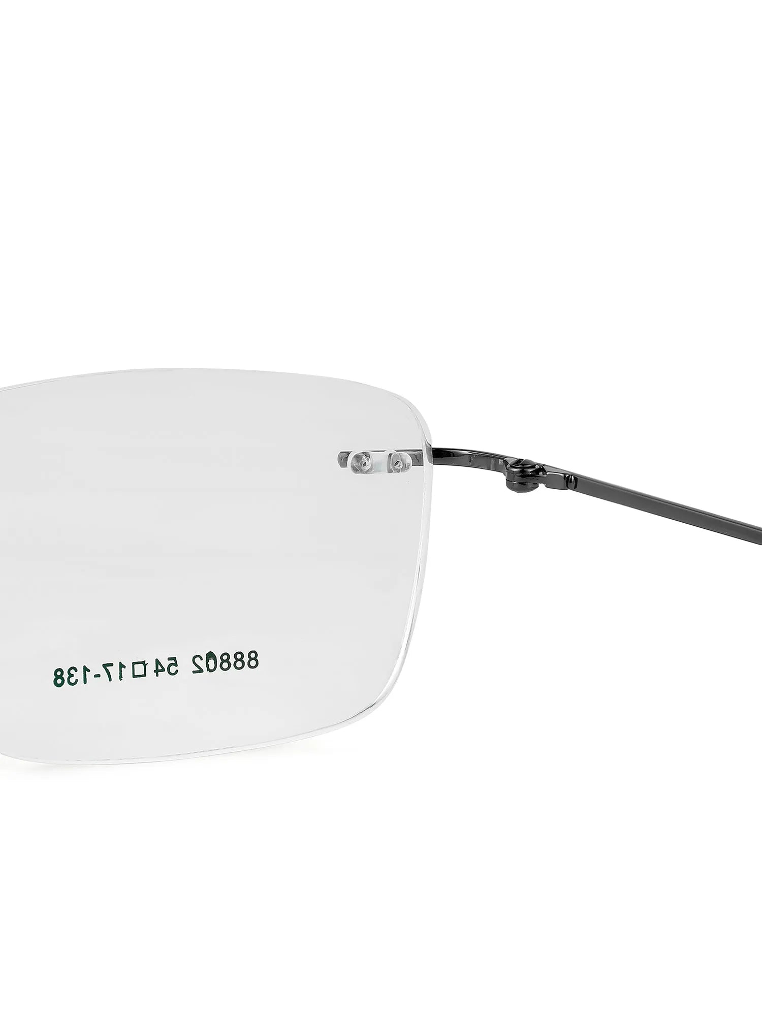 Thin Line | Gun Medium Rim Less Rectangle Eyeglasses for Unisex [Demo Lens]