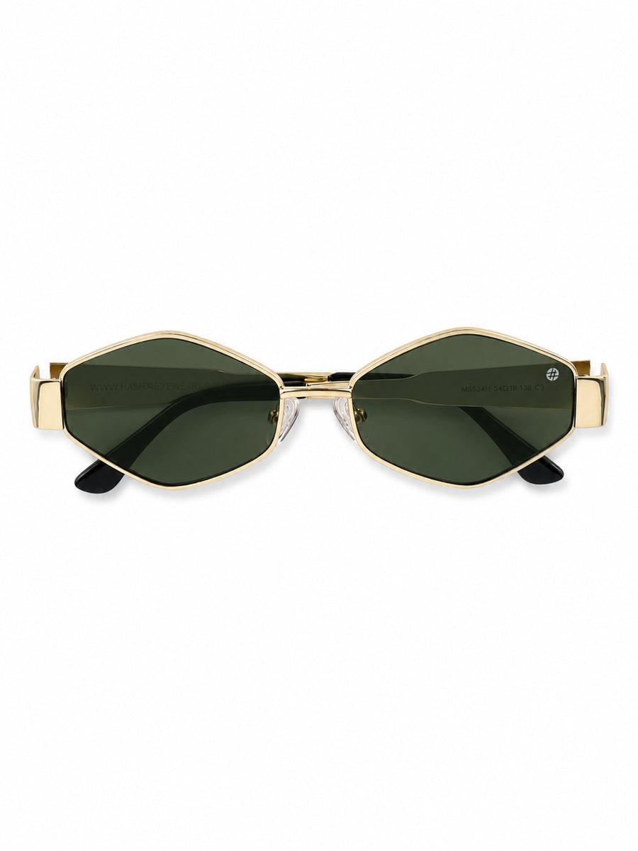 Ecliptor | Green Medium Full Rim Diamond Sunglasses for Women [UV-protected]