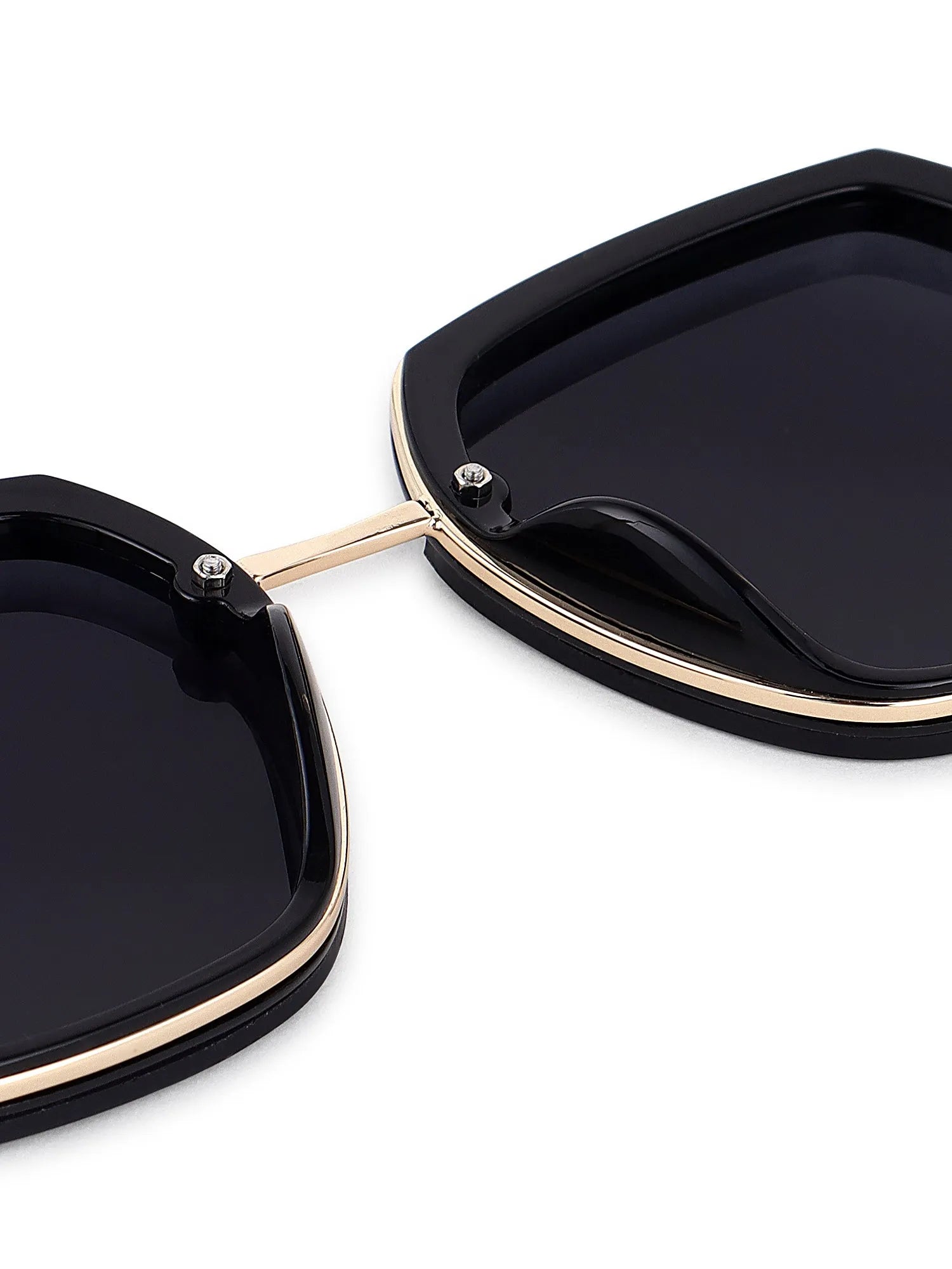 Lyra | Black Large Full Rim Hexagonal Sunglasses for Women [UV-protected]