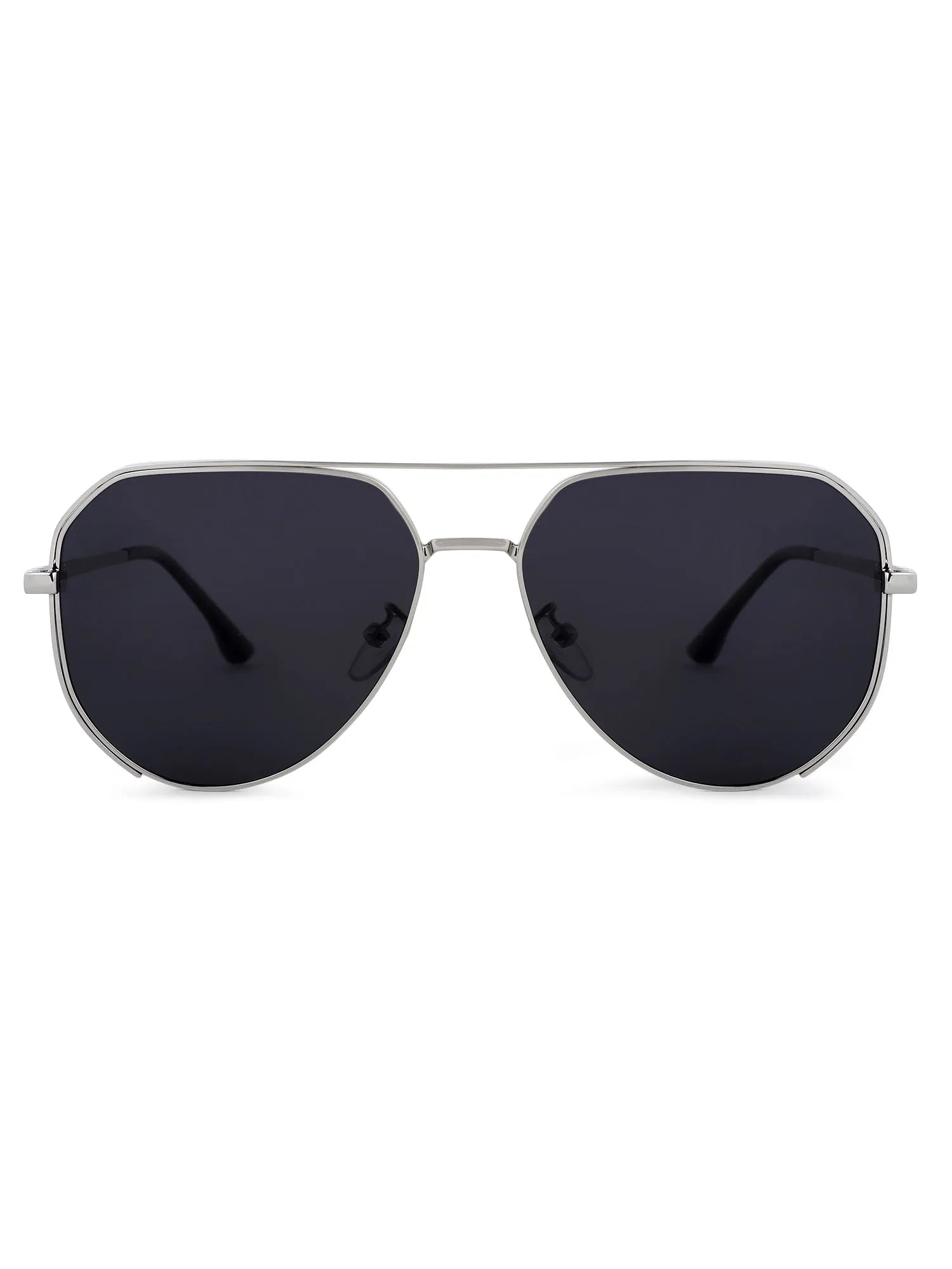 Tesseract | Silver Large Full Rim Aviator Sunglasses for Men [Polarized]