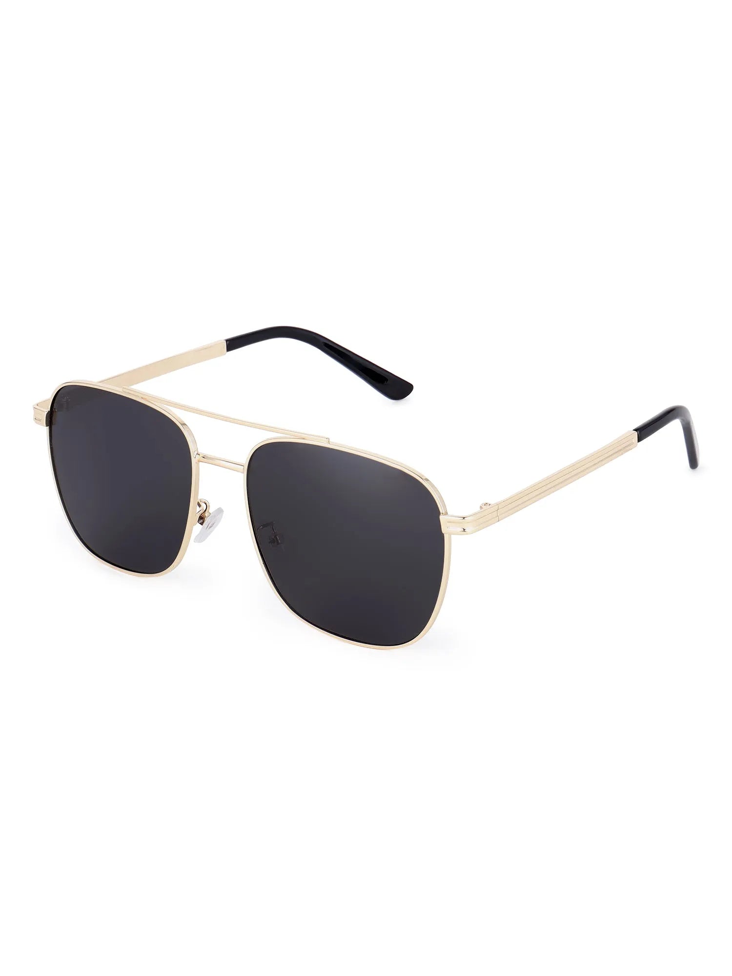 Quivion | Golden Large Full Rim Square Sunglasses for Men [Polarized]