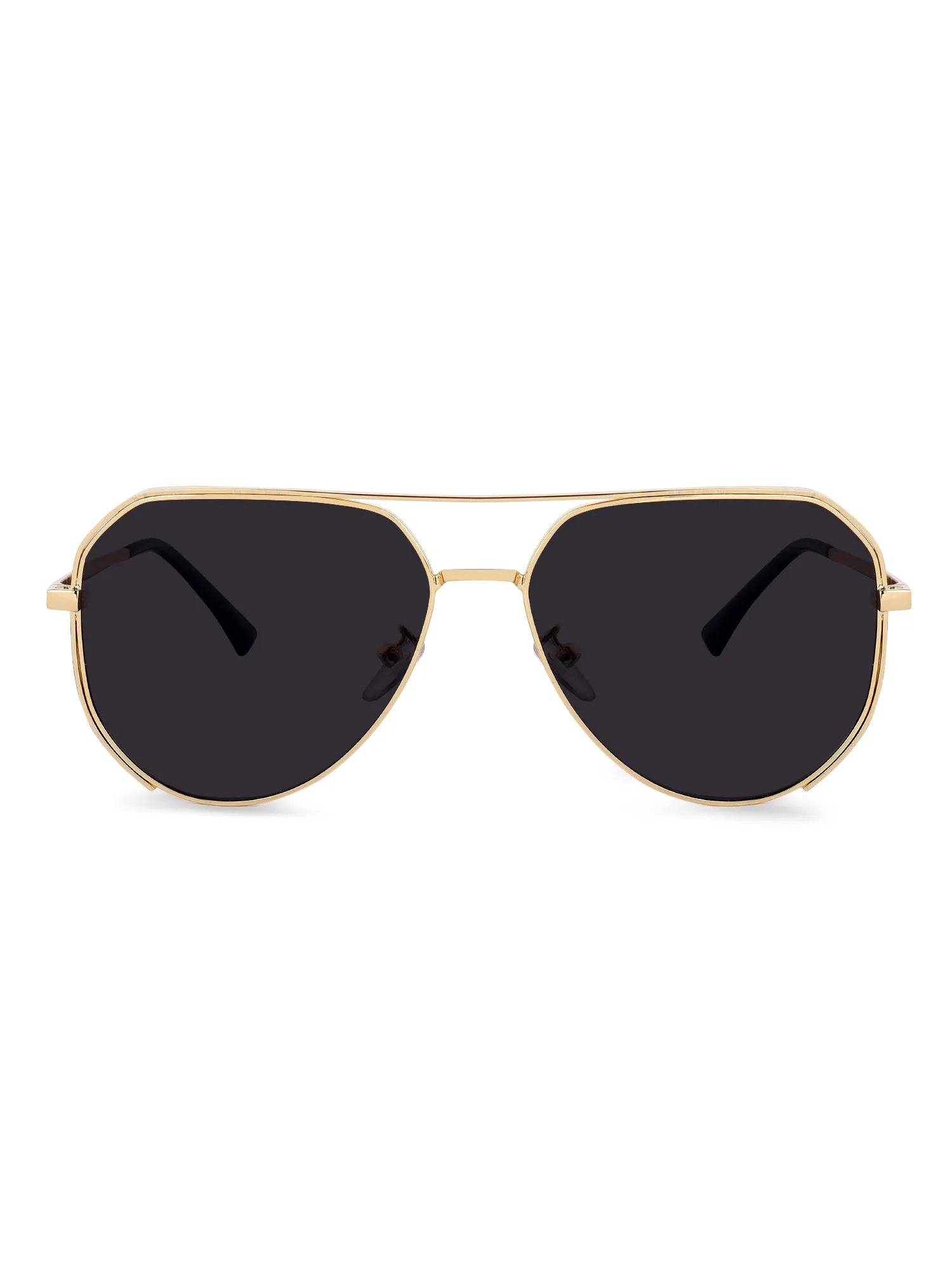 Tesseract | Golden Large Full Rim Aviator Sunglasses for Men [Polarized]