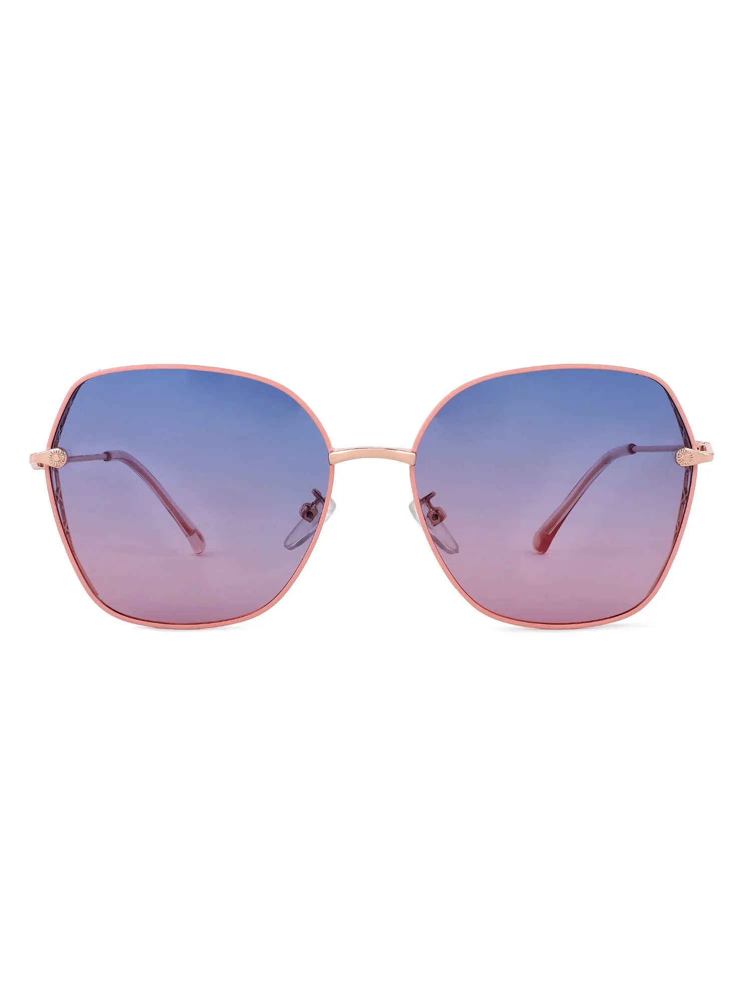 Nixion | Pink & Golden Large Full Rim Square Sunglasses for Women [Polarized]