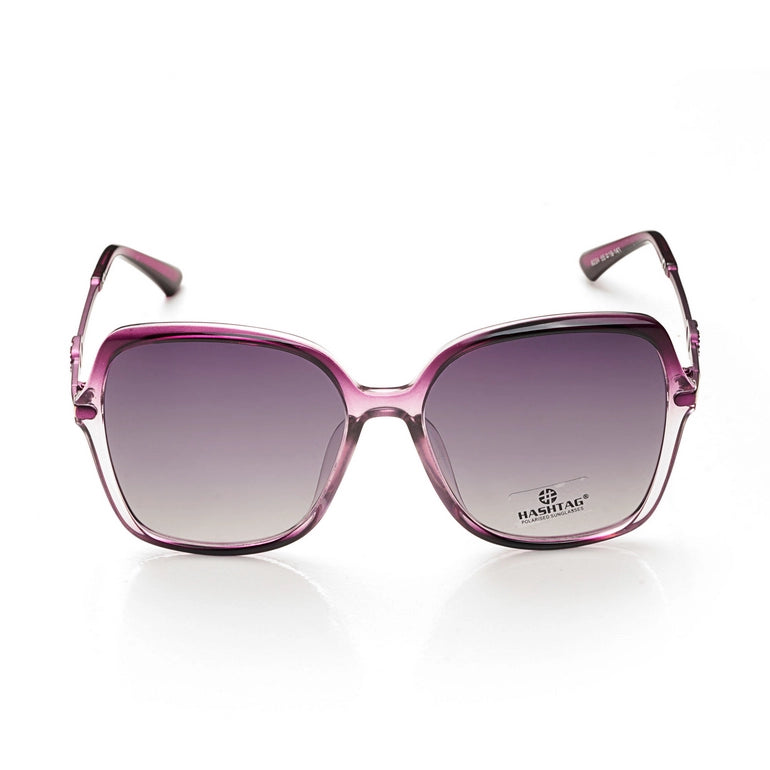 Eclipta | Purple Large Full Rim Rectangle Sunglasses for Women [Polarized]