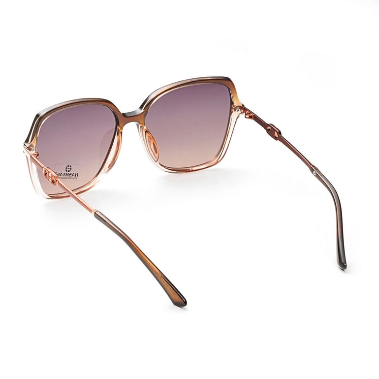 Eclipta | Brown Large Full Rim Rectangle Sunglasses for Women [Polarized]