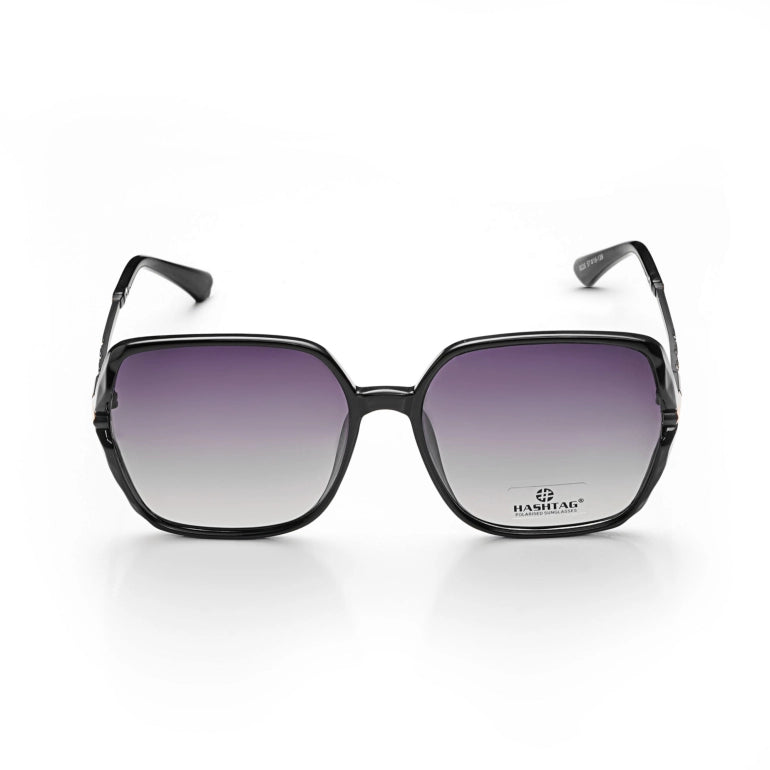 Hashtag Exclusive Hexagonal Oversize Sunglasses for Women - 8226-Black